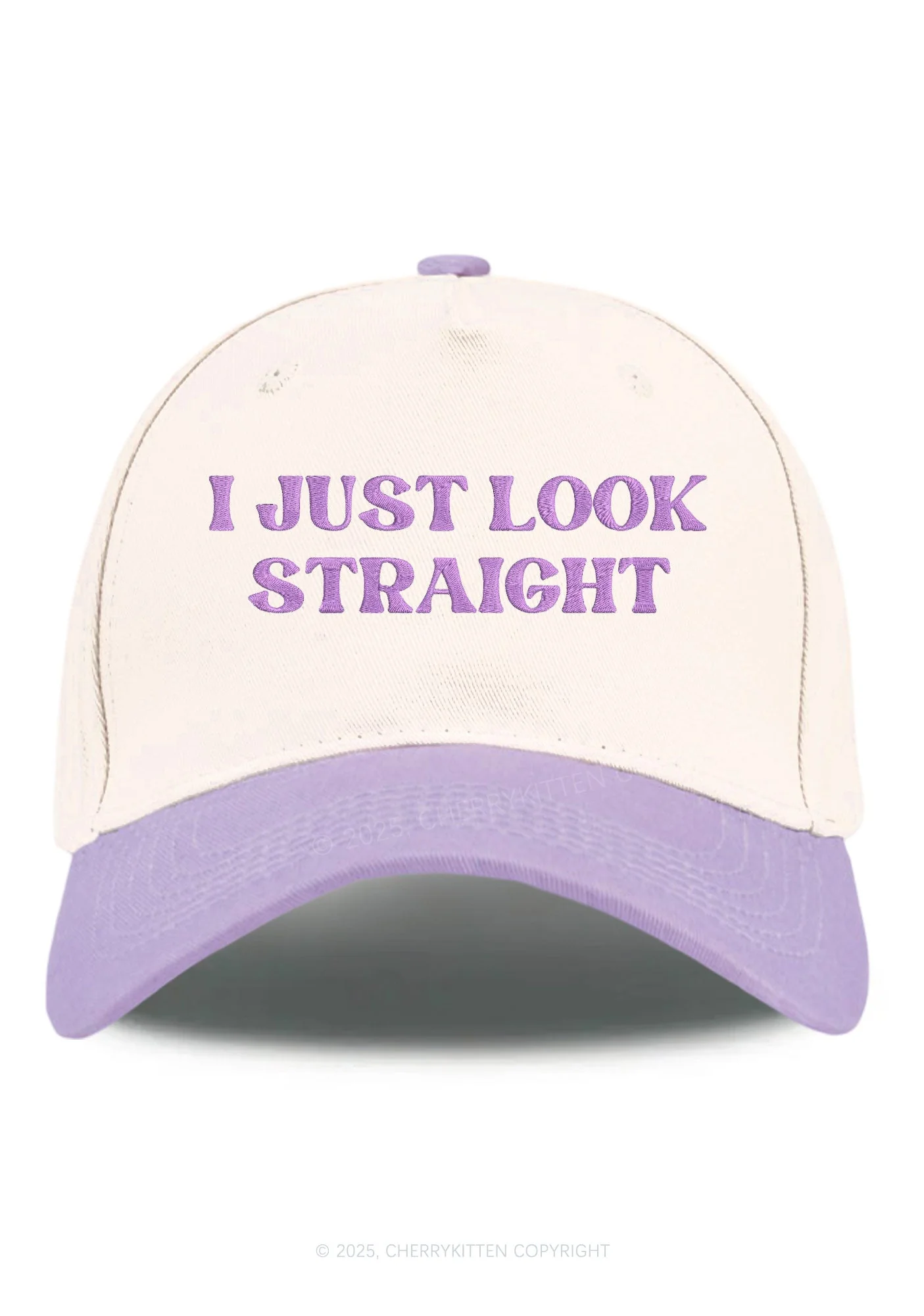 Embroidered I Just Look Straight Pride Y2K Color Block Baseball Cap Cherrykitten - Image 13