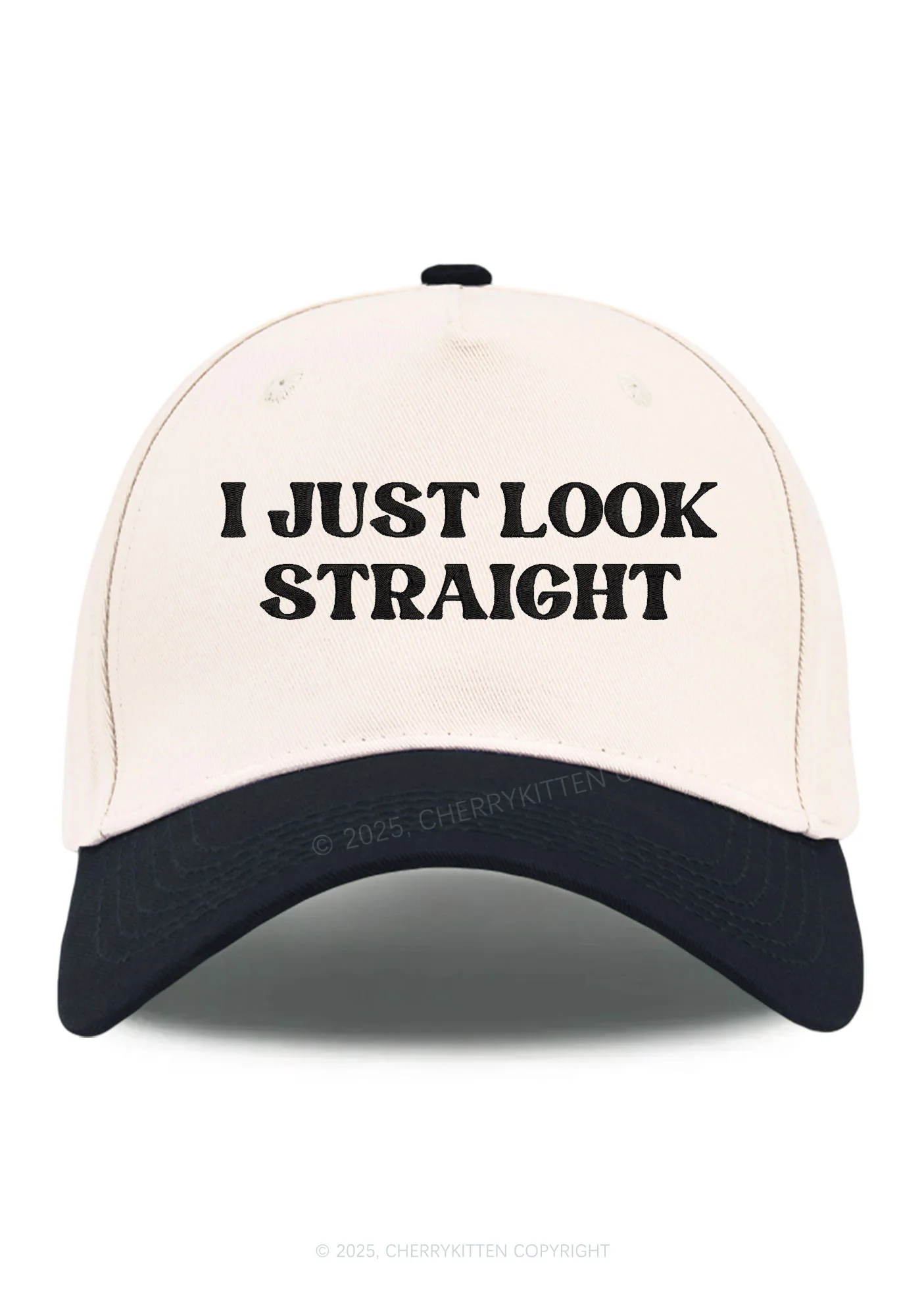 Embroidered I Just Look Straight Pride Y2K Color Block Baseball Cap Cherrykitten - Image 3