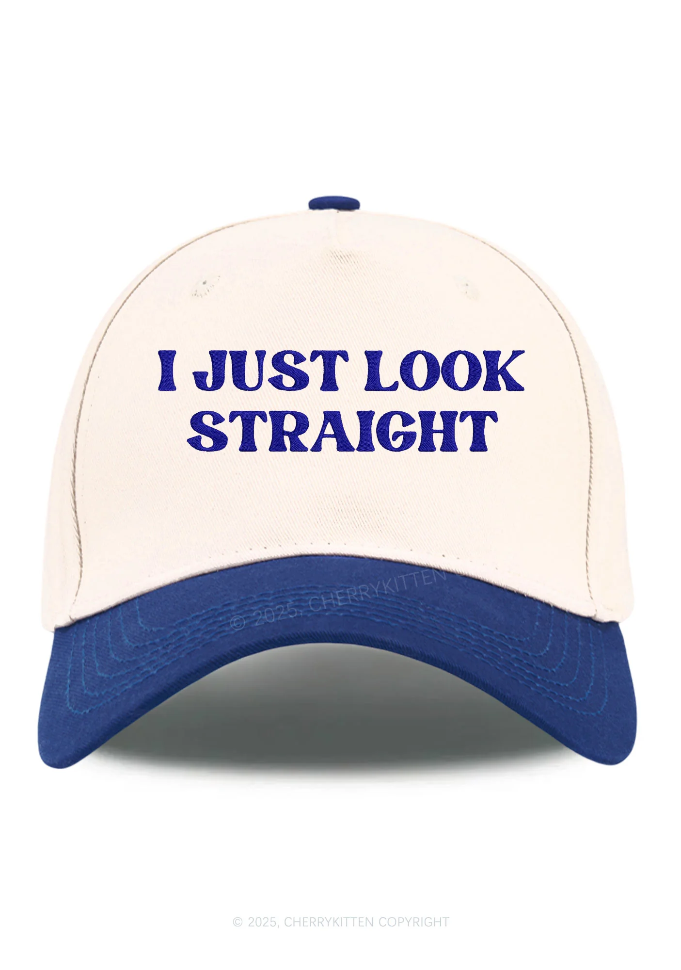 Embroidered I Just Look Straight Pride Y2K Color Block Baseball Cap Cherrykitten - Image 5