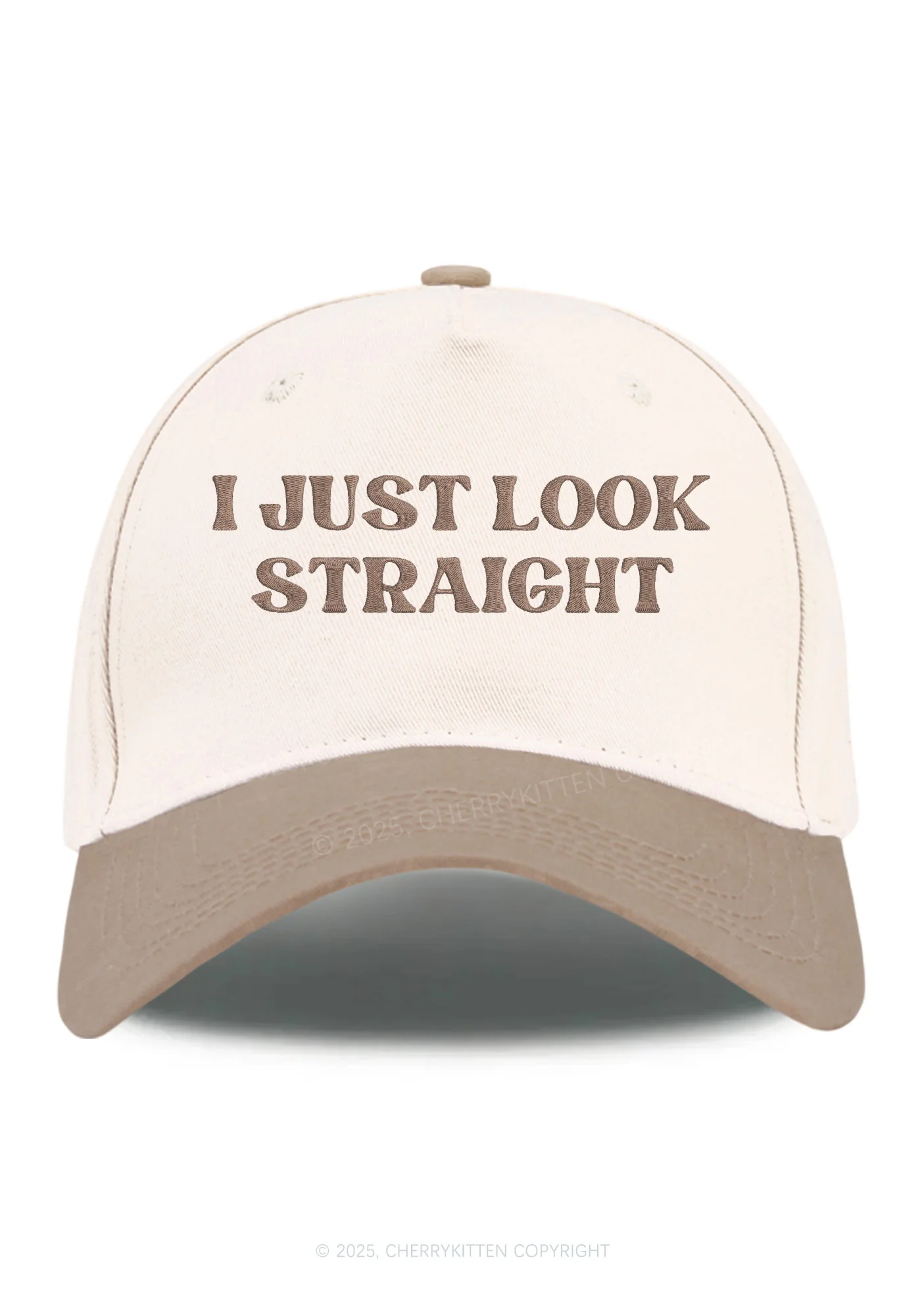 Embroidered I Just Look Straight Pride Y2K Color Block Baseball Cap Cherrykitten - Image 8