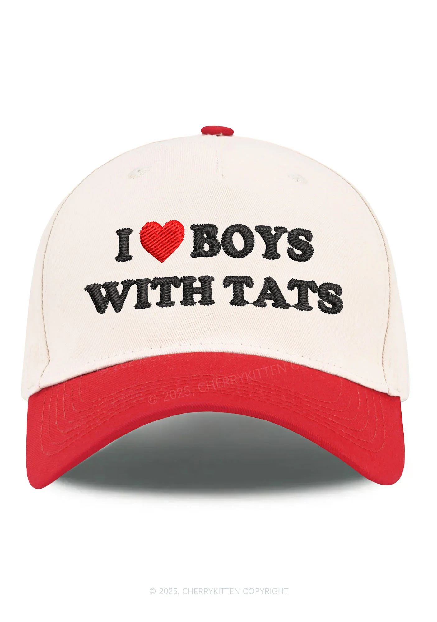 Embroidered I Love Boys With Tats Y2K Color Block Baseball Cap Cherrykitten - Image 4