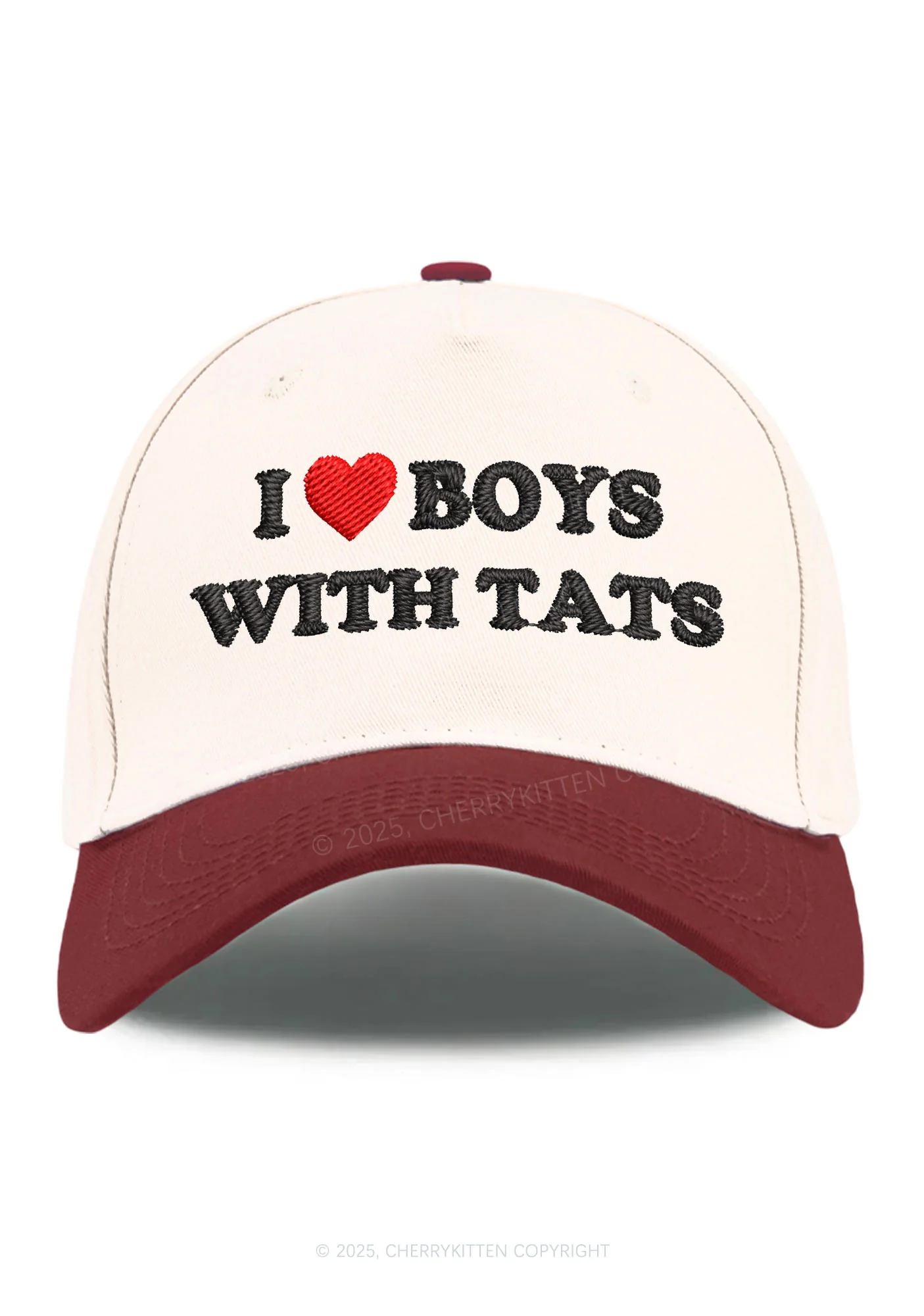 Embroidered I Love Boys With Tats Y2K Color Block Baseball Cap Cherrykitten - Image 6