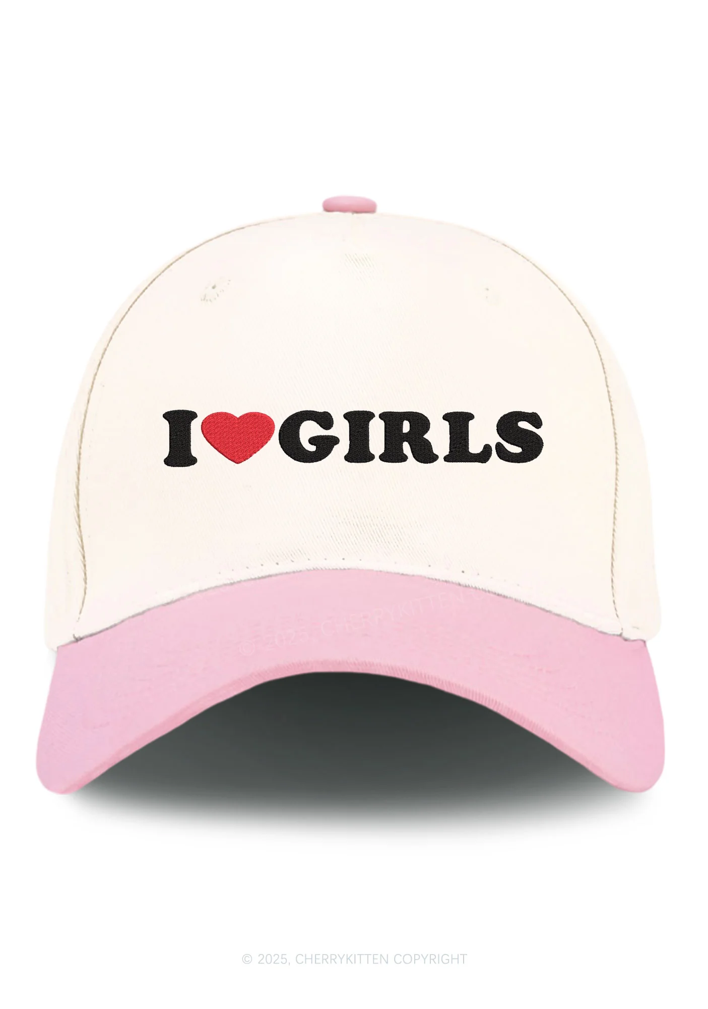 Embroidered I Love Girls Pride Y2K Color Block Baseball Cap Cherrykitten - Image 10