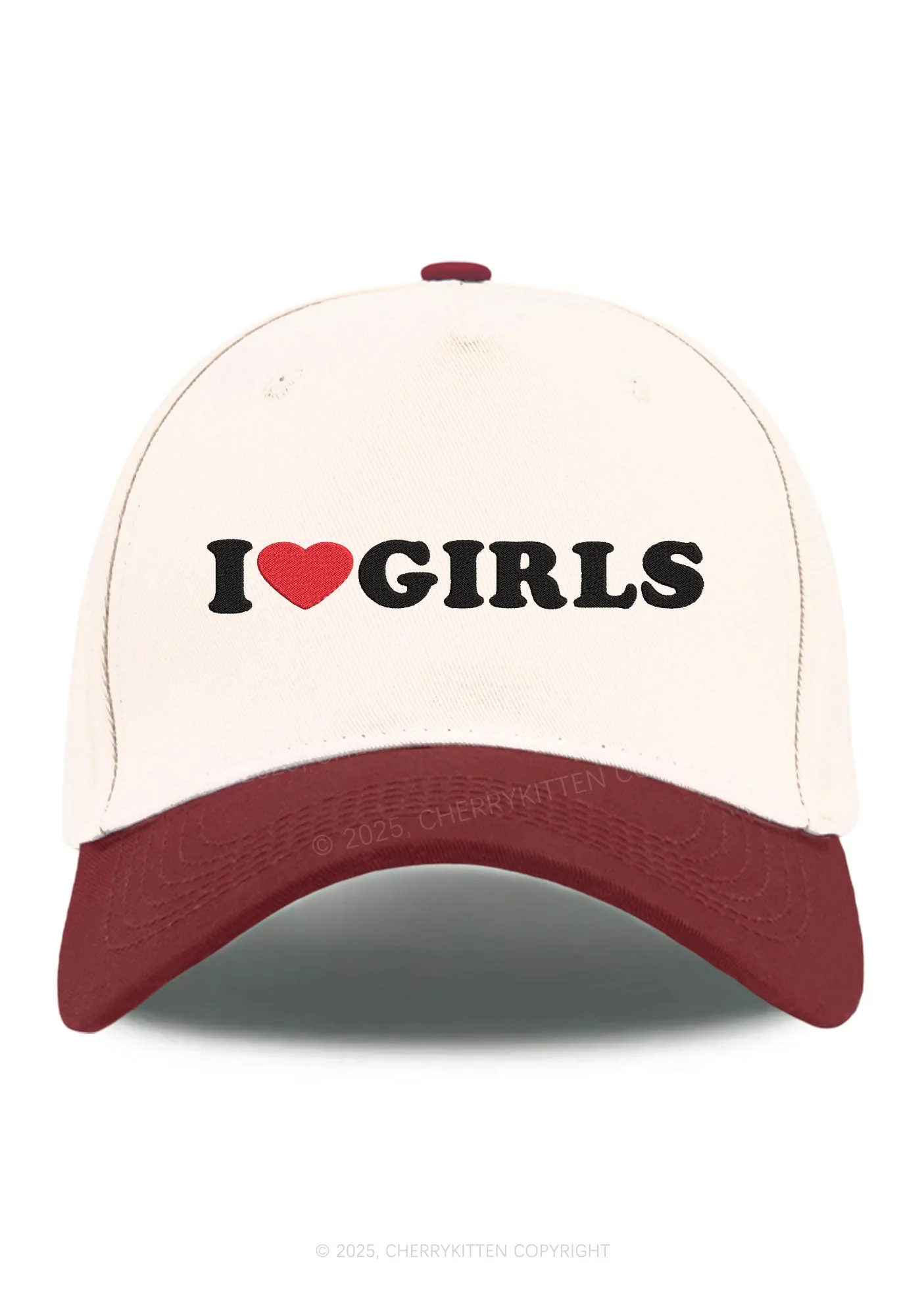 Embroidered I Love Girls Pride Y2K Color Block Baseball Cap Cherrykitten - Image 11