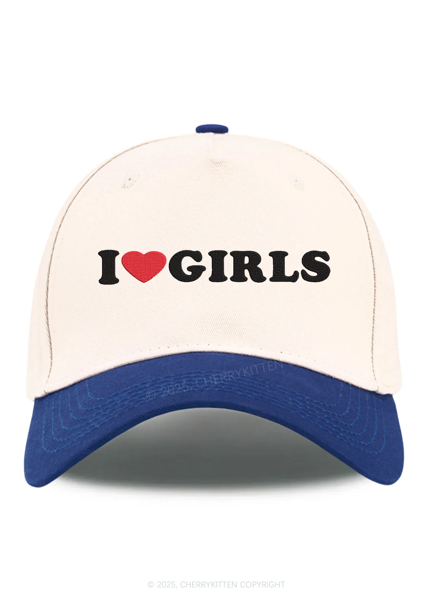 Embroidered I Love Girls Pride Y2K Color Block Baseball Cap Cherrykitten - Image 4