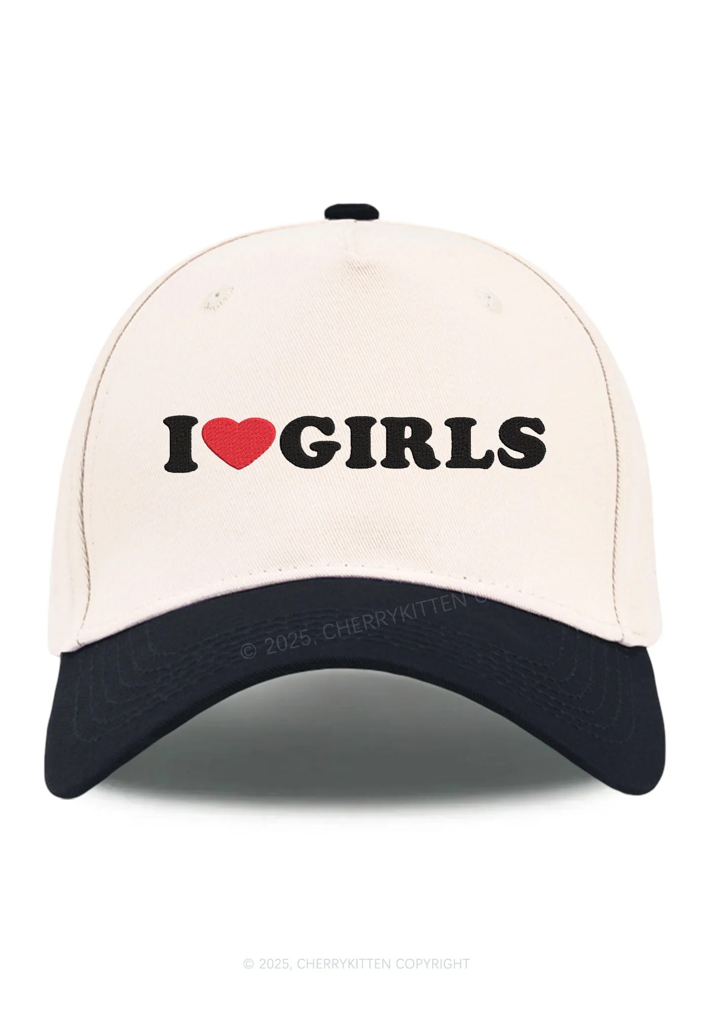 Embroidered I Love Girls Pride Y2K Color Block Baseball Cap Cherrykitten - Image 5
