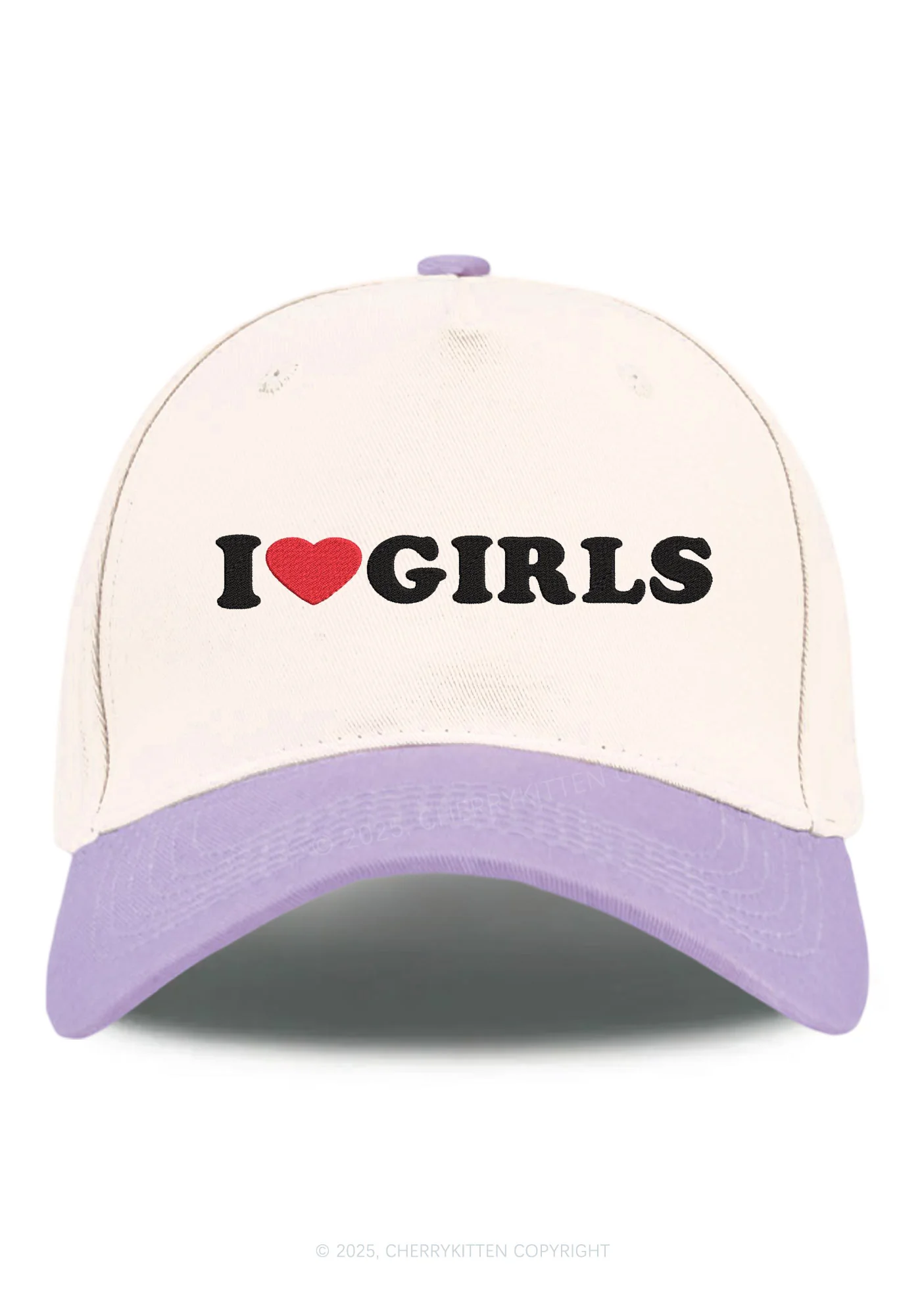 Embroidered I Love Girls Pride Y2K Color Block Baseball Cap Cherrykitten - Image 9