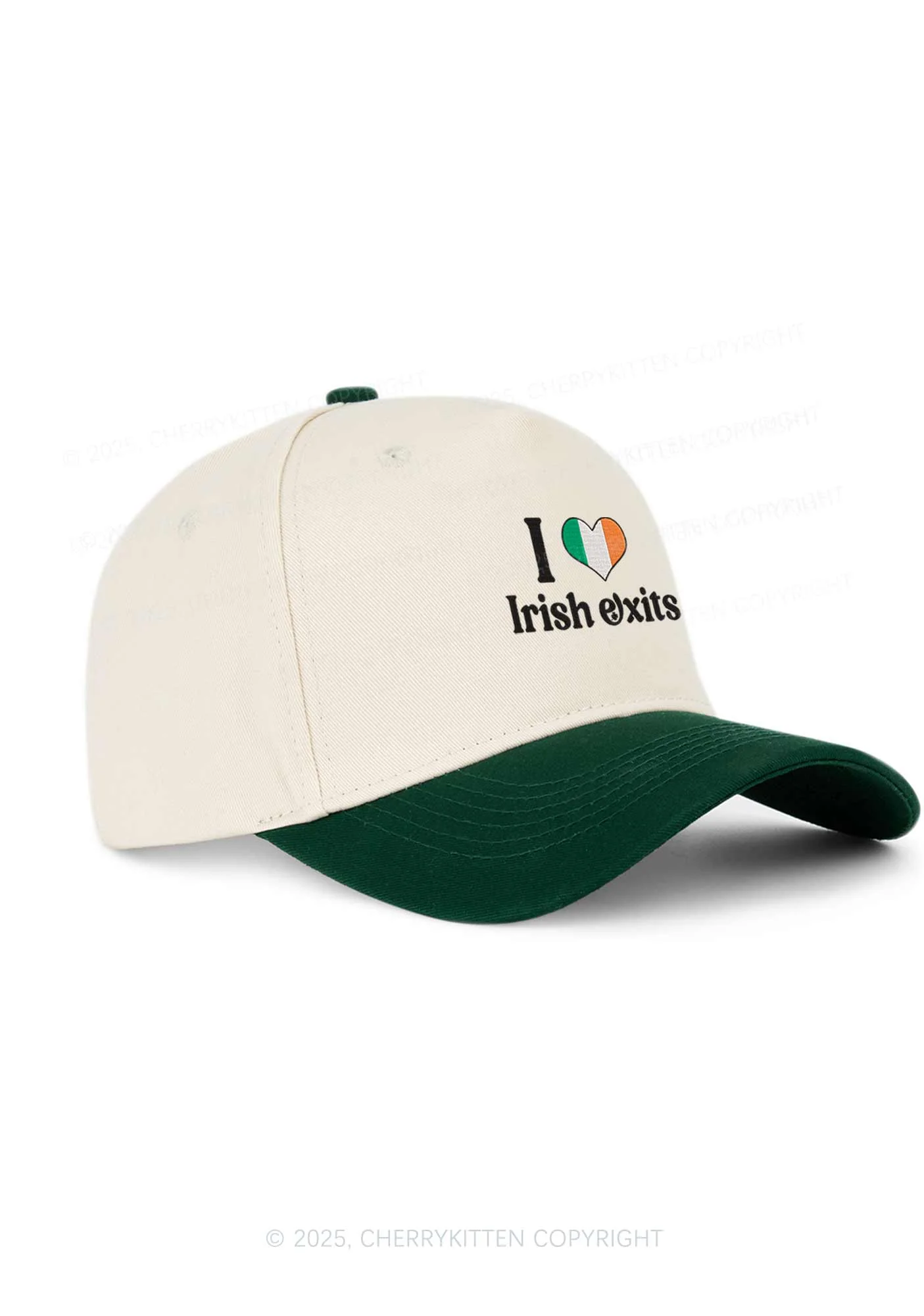 Embroidered I Love Irish Exits St Patricks Y2K Color Block Baseball Cap Cherrykitten - Image 2