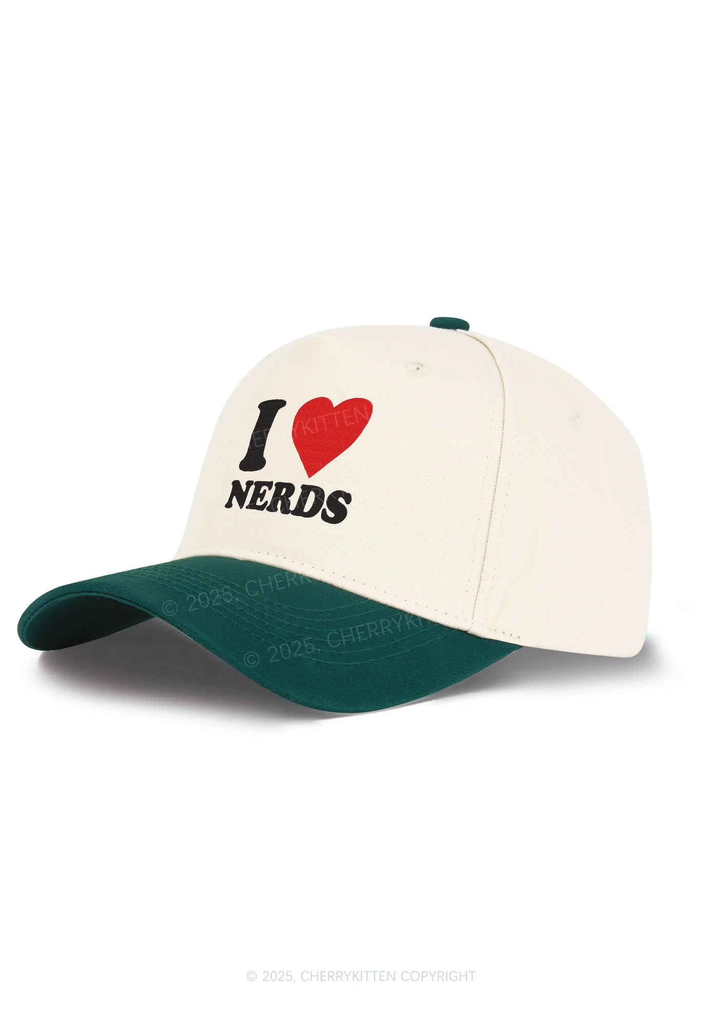 Embroidered I Love Nerds Y2K Color Block Baseball Cap Cherrykitten - Image 3