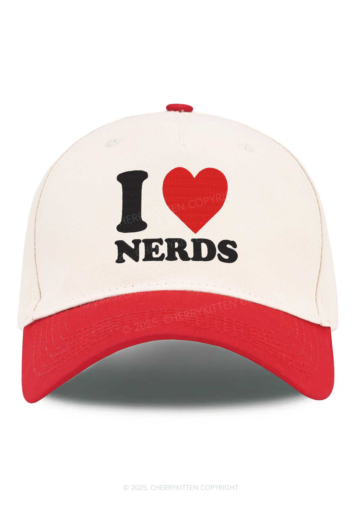 Embroidered I Love Nerds Y2K Color Block Baseball Cap Cherrykitten - Image 4