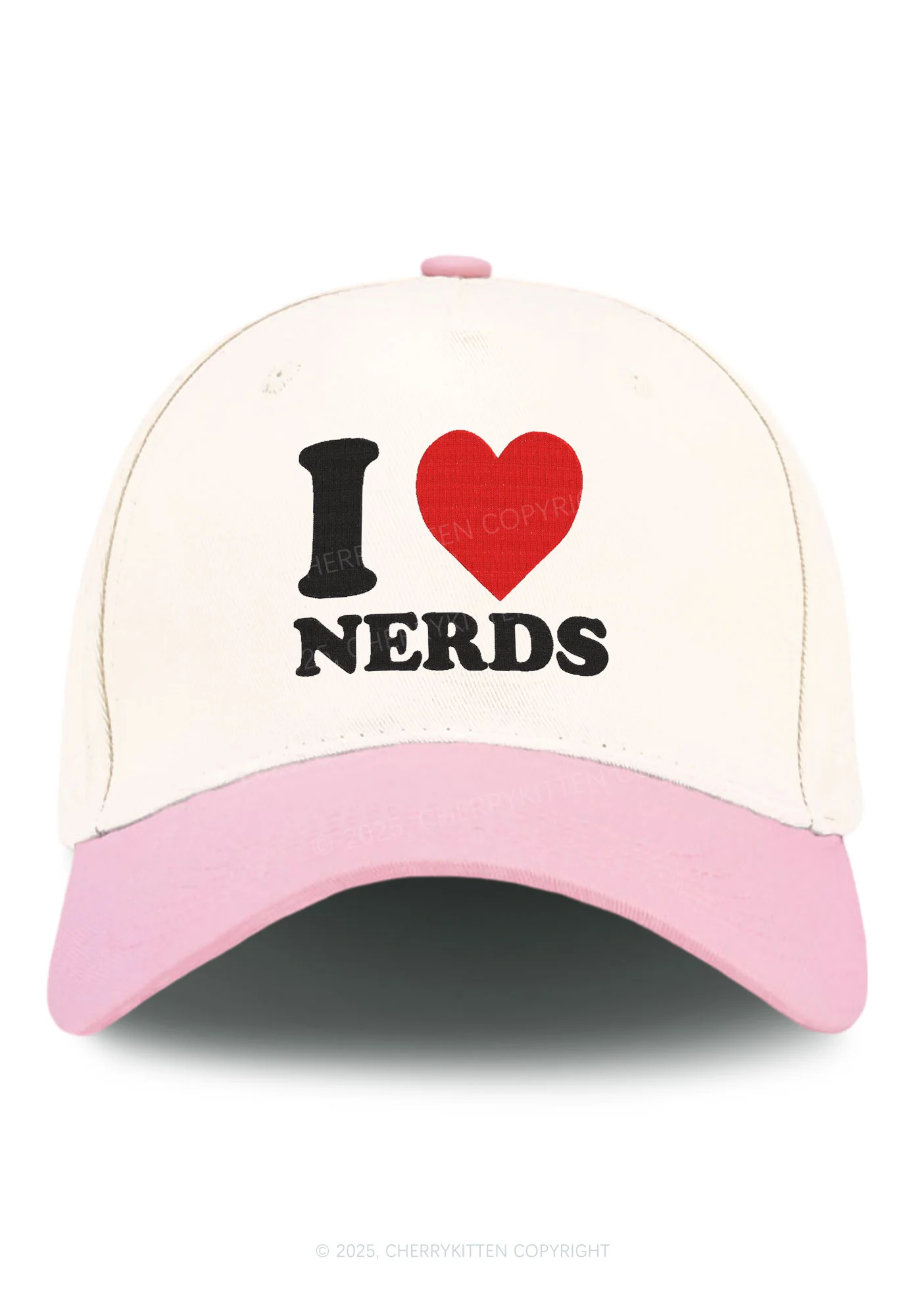 Embroidered I Love Nerds Y2K Color Block Baseball Cap Cherrykitten - Image 5