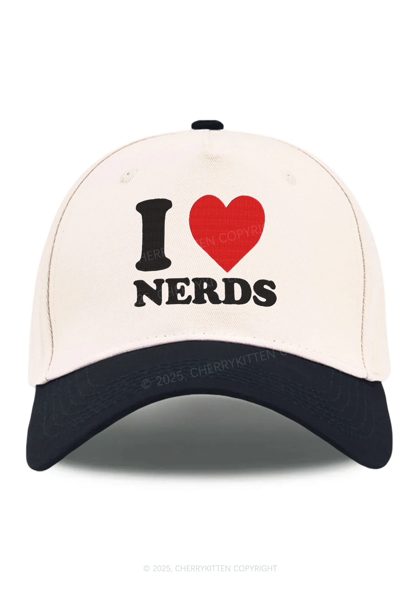Embroidered I Love Nerds Y2K Color Block Baseball Cap Cherrykitten - Image 6