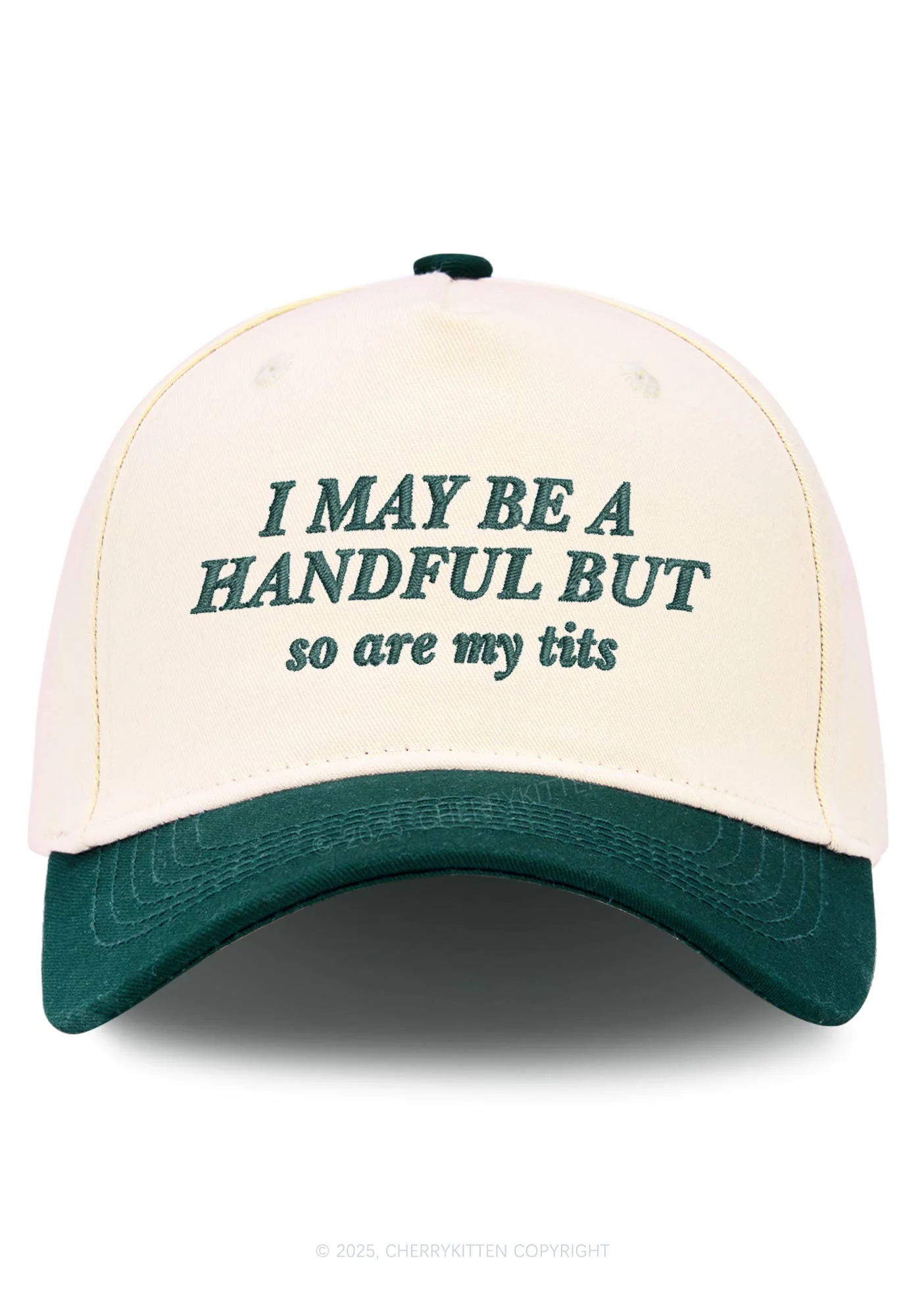 Embroidered I May Be A Handful Y2K Color Block Baseball Cap Cherrykitten - Image 4