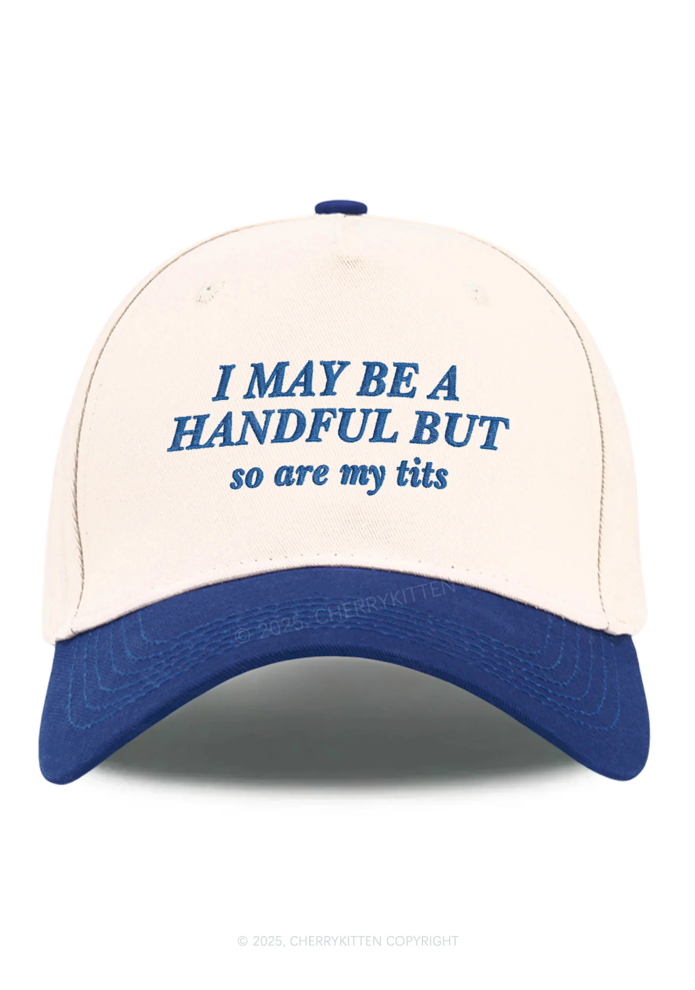 Embroidered I May Be A Handful Y2K Color Block Baseball Cap Cherrykitten - Image 5