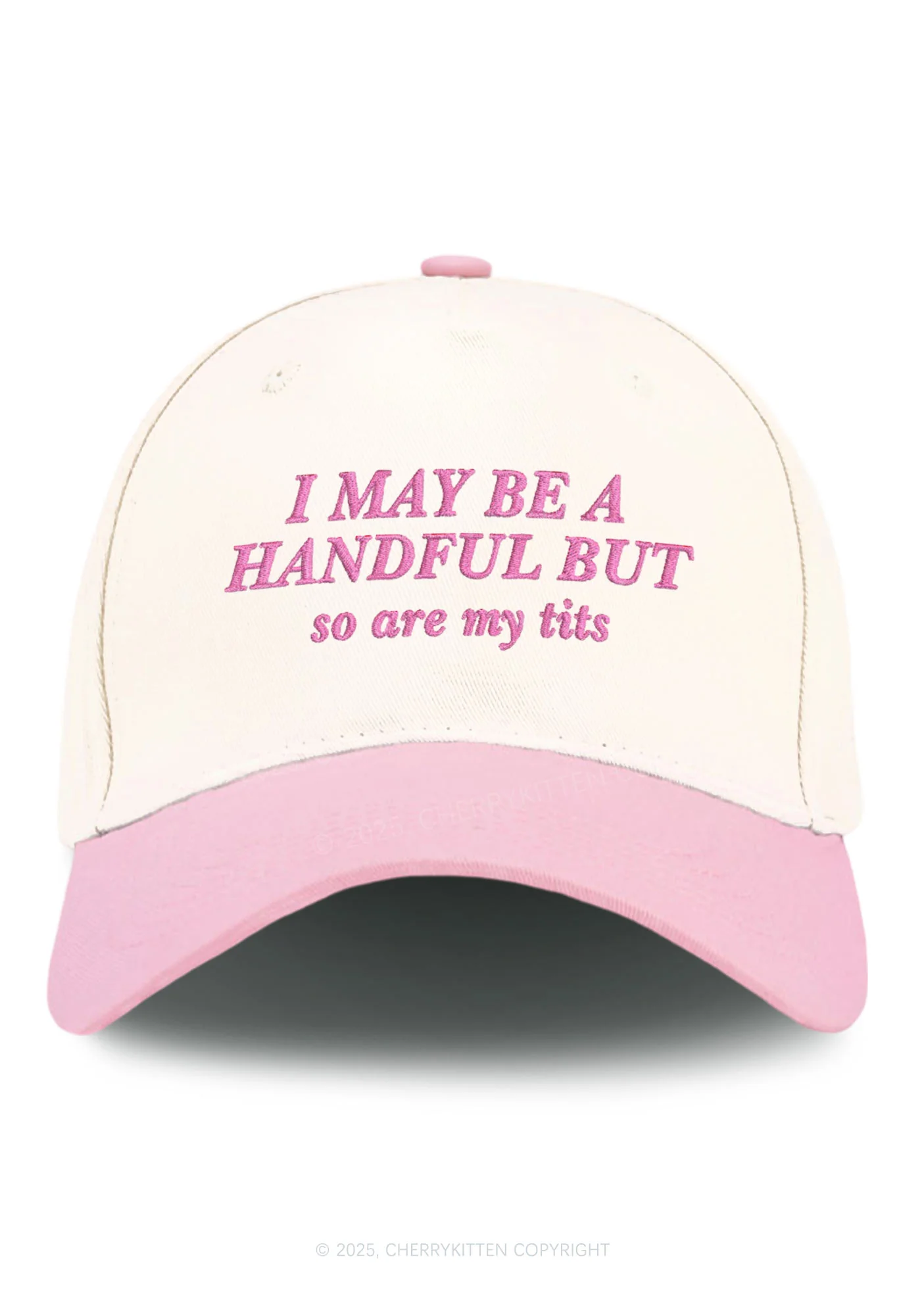 Embroidered I May Be A Handful Y2K Color Block Baseball Cap Cherrykitten - Image 6