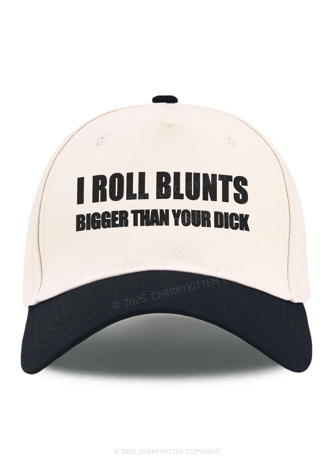 Embroidered I Roll Blunts Y2K Color Block Baseball Cap Cherrykitten - Image 4