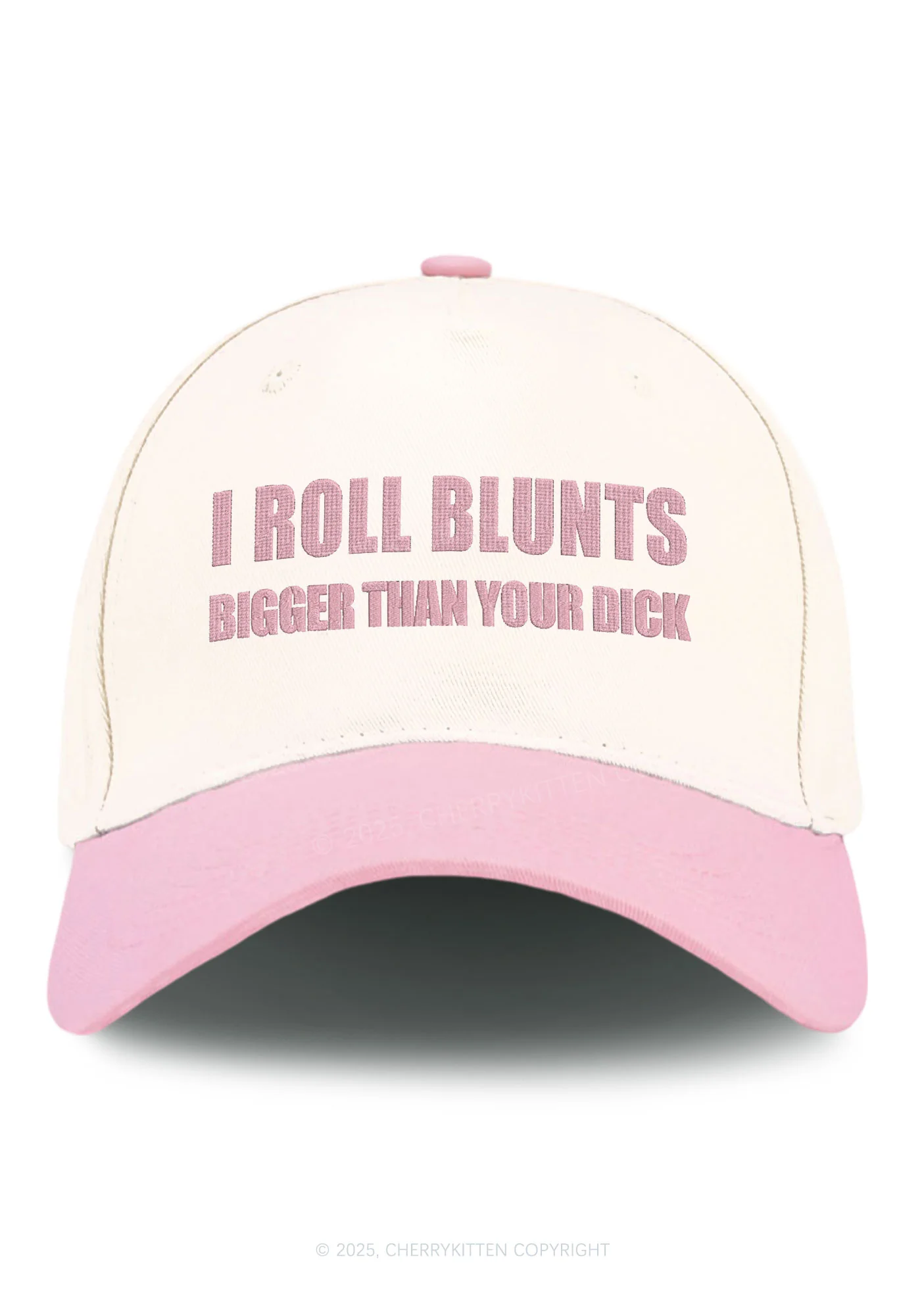 Embroidered I Roll Blunts Y2K Color Block Baseball Cap Cherrykitten - Image 6