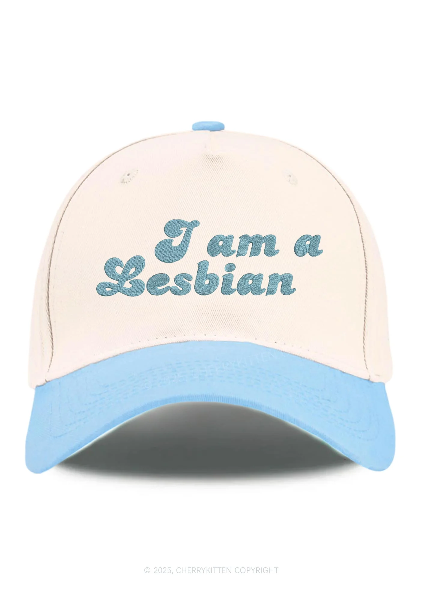 Embroidered Im Lesbian Pride Y2K Color Block Baseball Cap Cherrykitten - Image 4