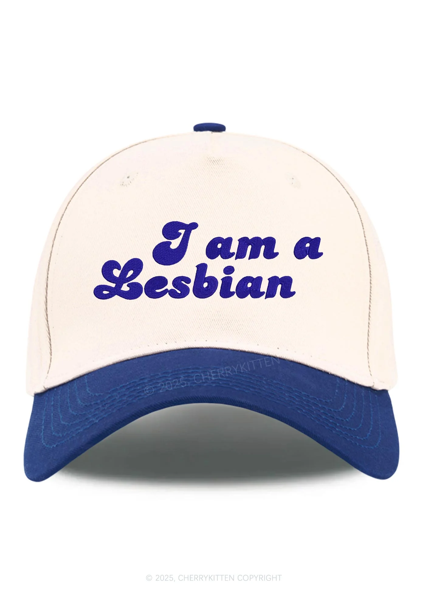 Embroidered Im Lesbian Pride Y2K Color Block Baseball Cap Cherrykitten - Image 7