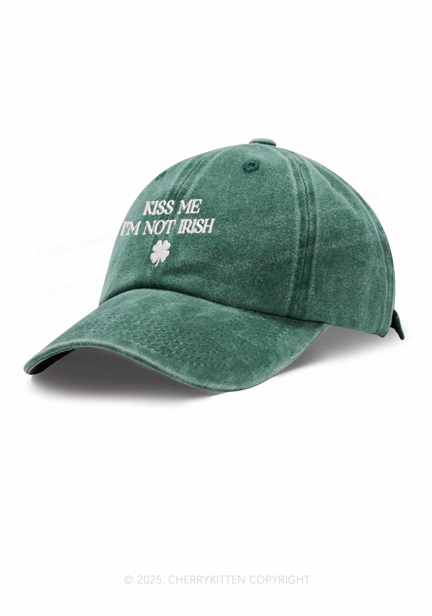 Embroidered Im Not Irish St Patricks Y2K Washed Baseball Cap Cherrykitten - Image 2
