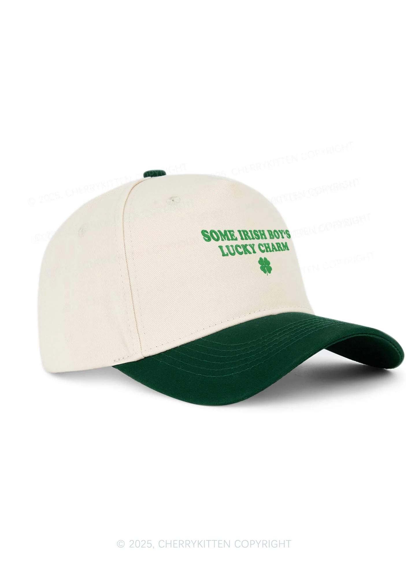 Embroidered Irish Boys Lucky Charm St Patricks Y2K Color Block Baseball Cap Cherrykitten - Image 2