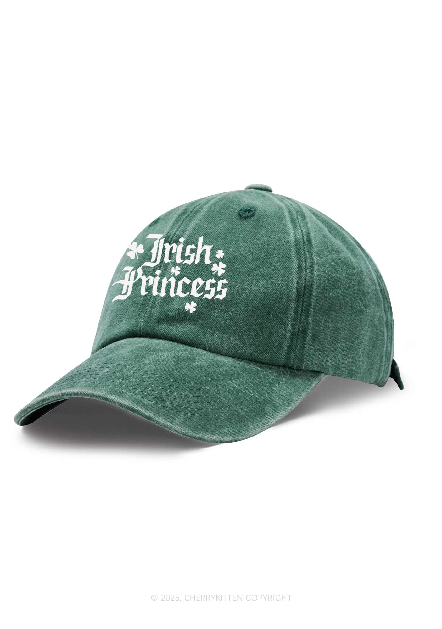 Embroidered Irish Princess St Patricks Y2K Washed Baseball Cap Cherrykitten - Image 2