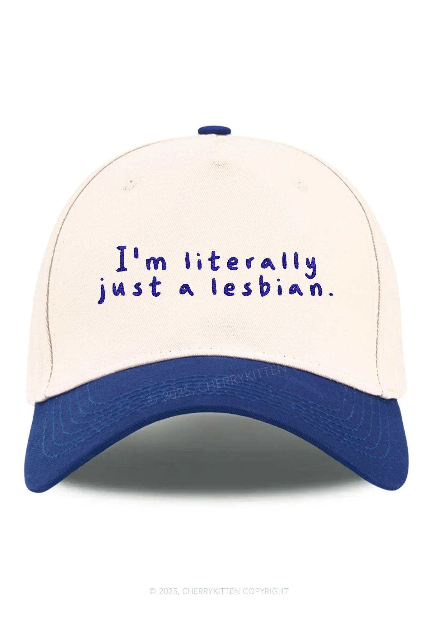 Embroidered Just A Lesbian Pride Y2K Color Block Baseball Cap Cherrykitten - Image 12