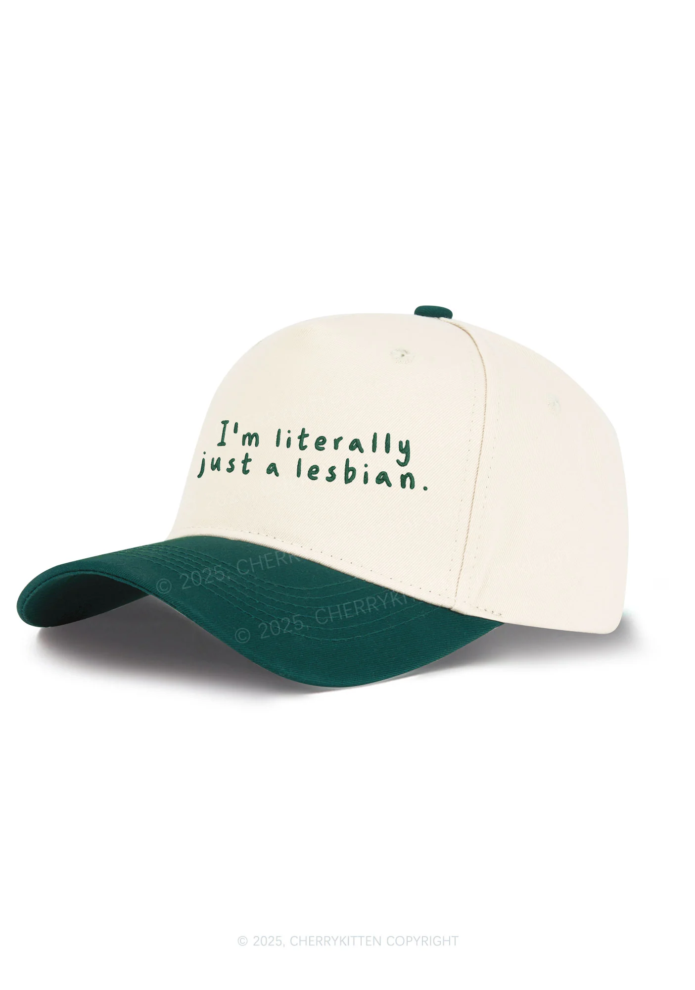 Embroidered Just A Lesbian Pride Y2K Color Block Baseball Cap Cherrykitten - Image 2