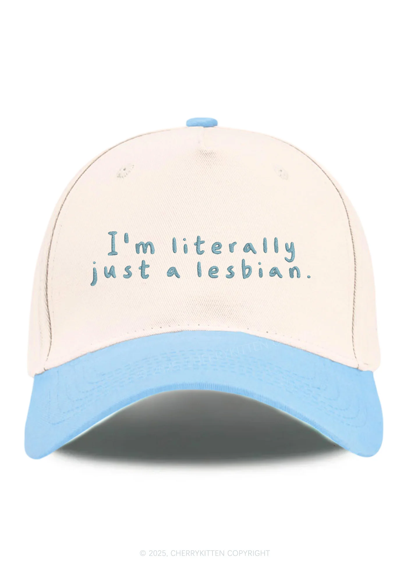 Embroidered Just A Lesbian Pride Y2K Color Block Baseball Cap Cherrykitten - Image 5