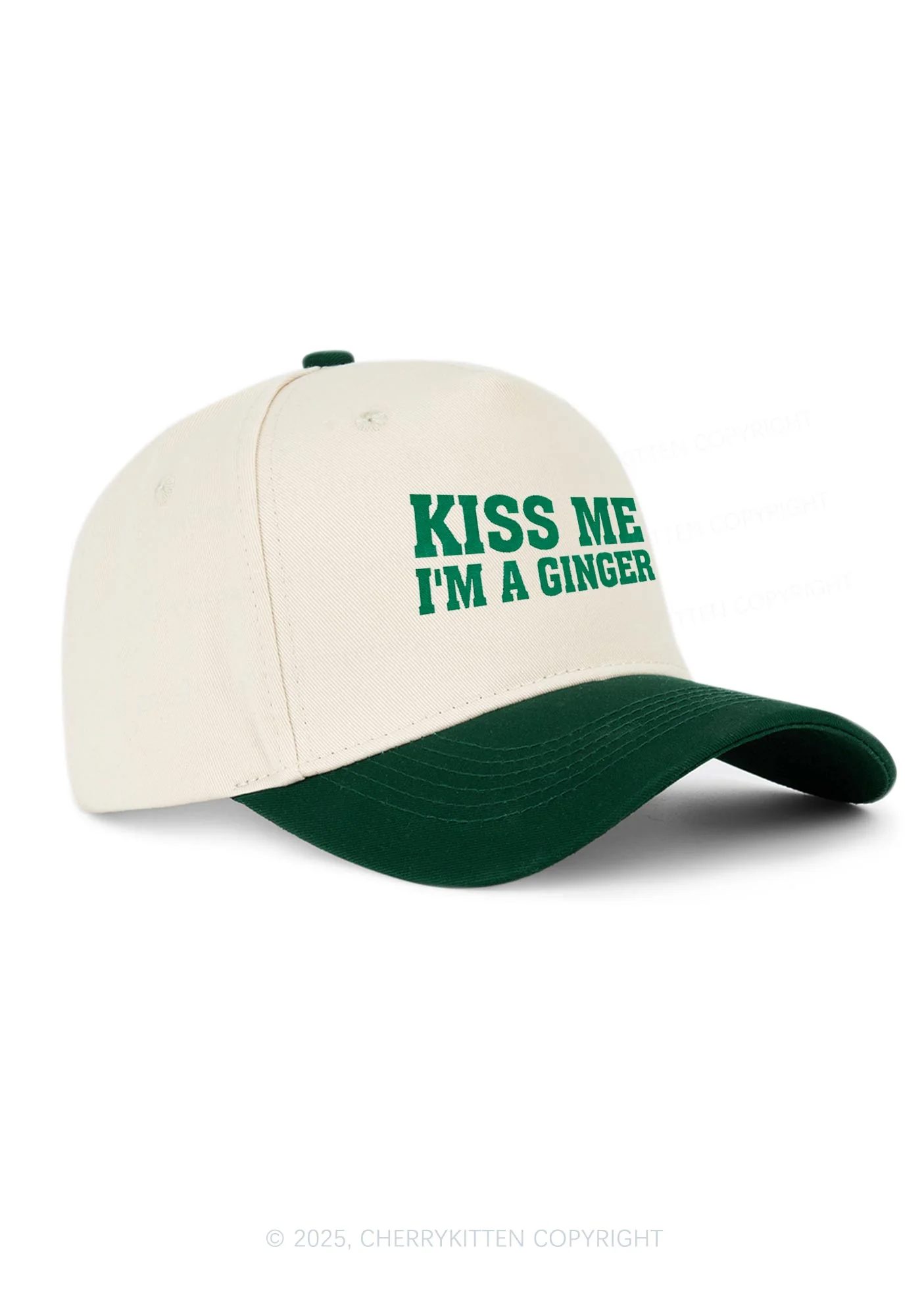 Embroidered Kiss Me Im Ginger St Patricks Y2K Color Block Baseball Cap Cherrykitten - Image 2