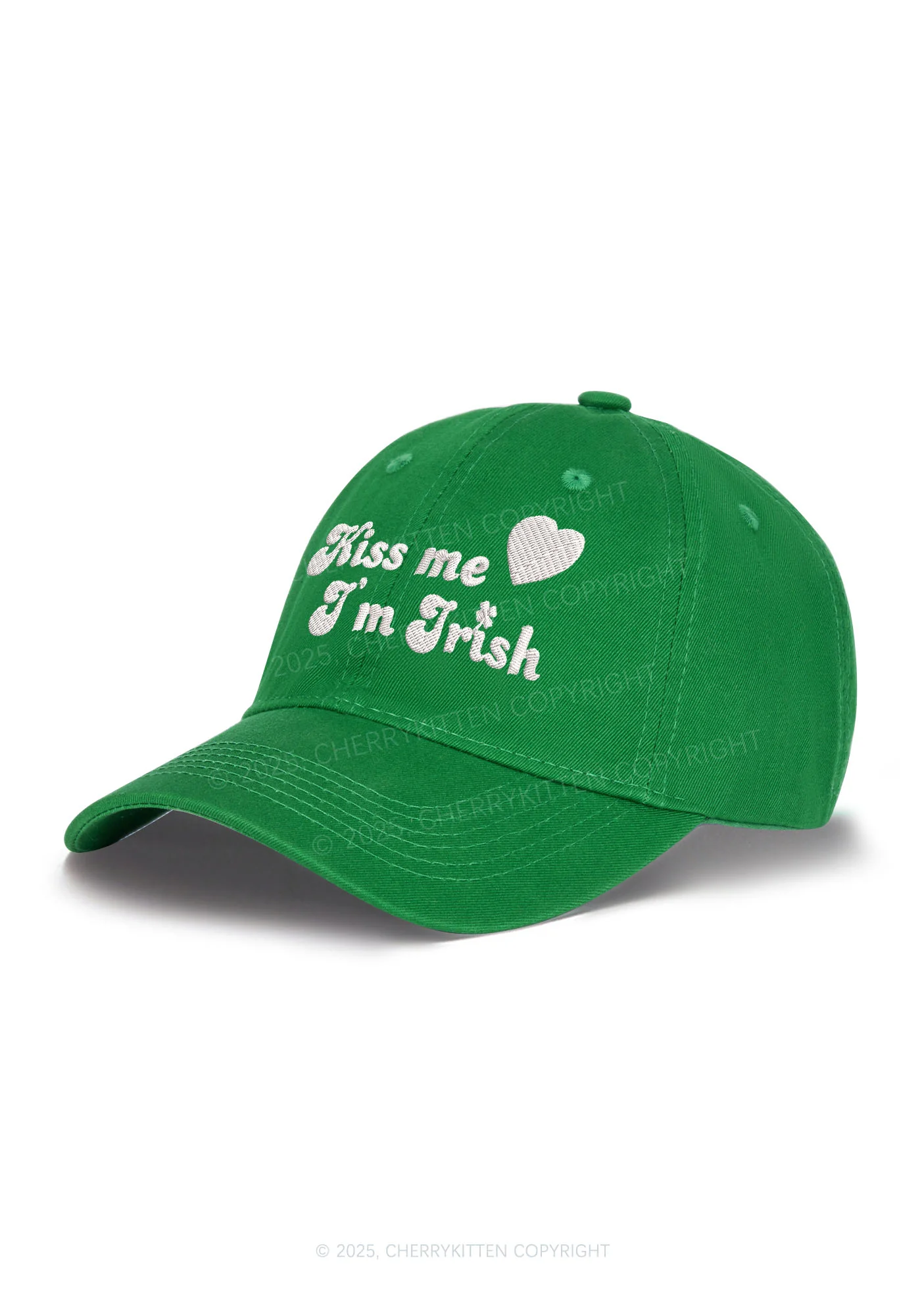 Embroidered Kiss Me St Patricks Y2K Baseball Cap Cherrykitten - Image 2