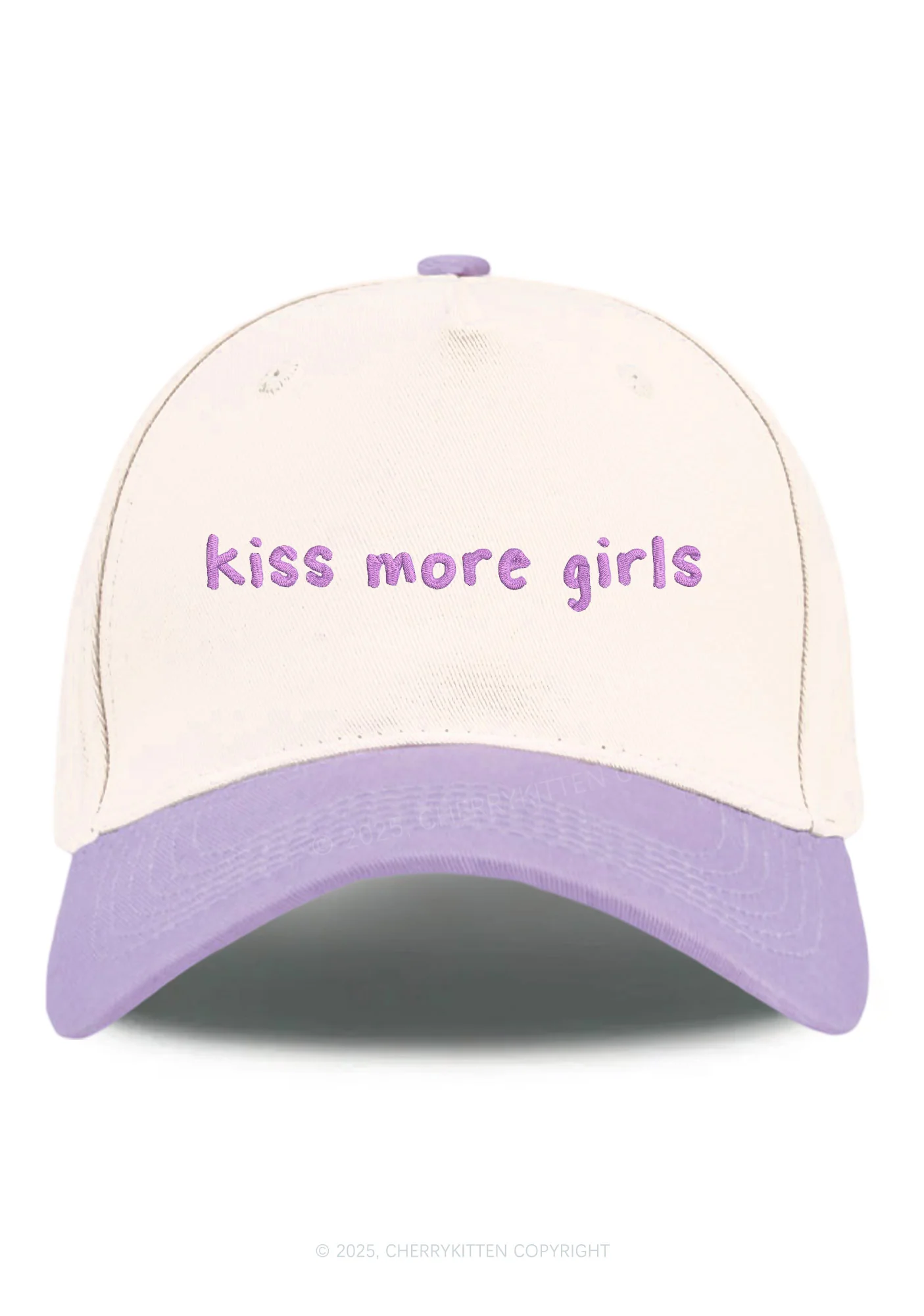 Embroidered Kiss More Girls Pride Y2K Color Block Baseball Cap Cherrykitten - Image 10