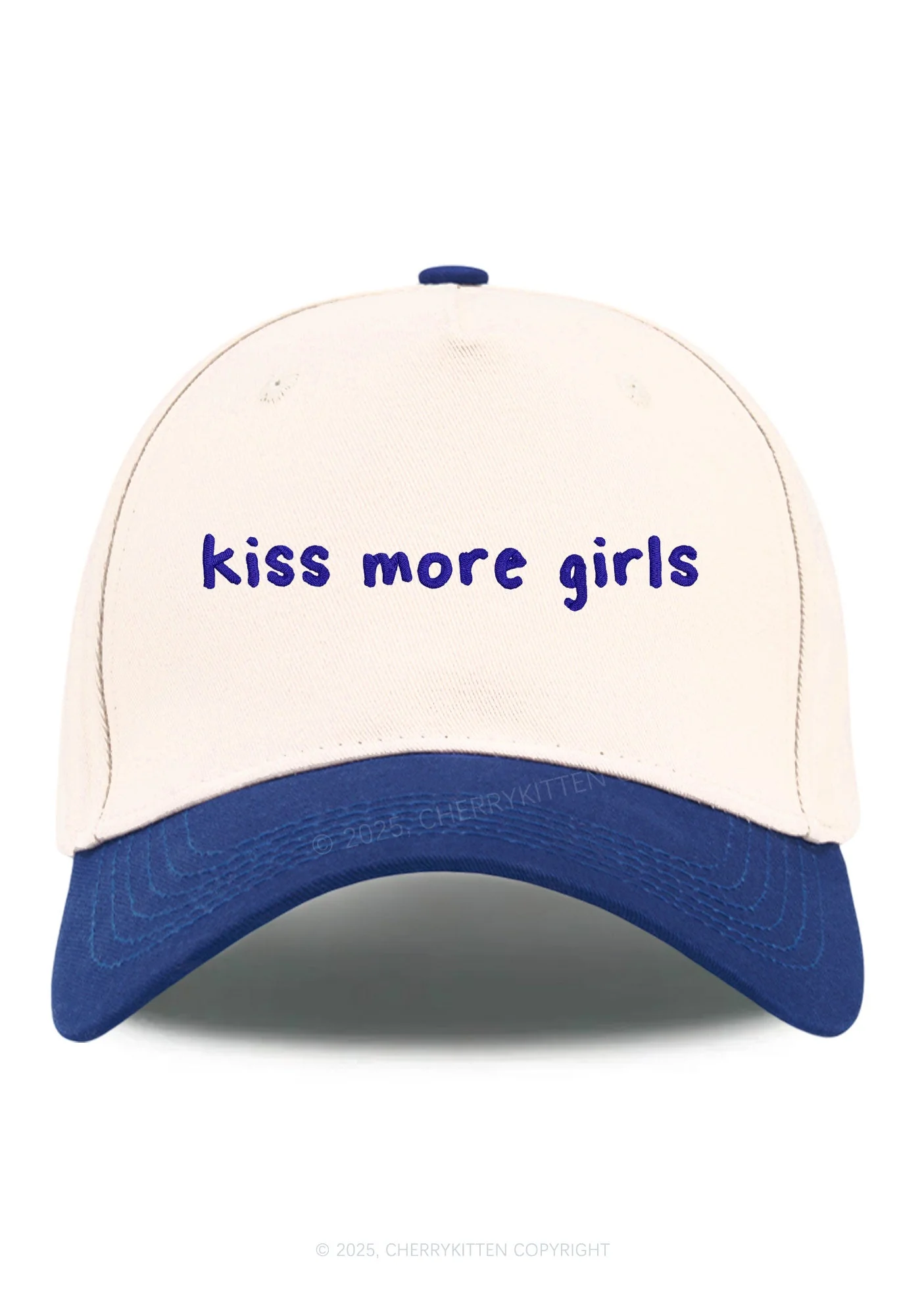 Embroidered Kiss More Girls Pride Y2K Color Block Baseball Cap Cherrykitten - Image 12