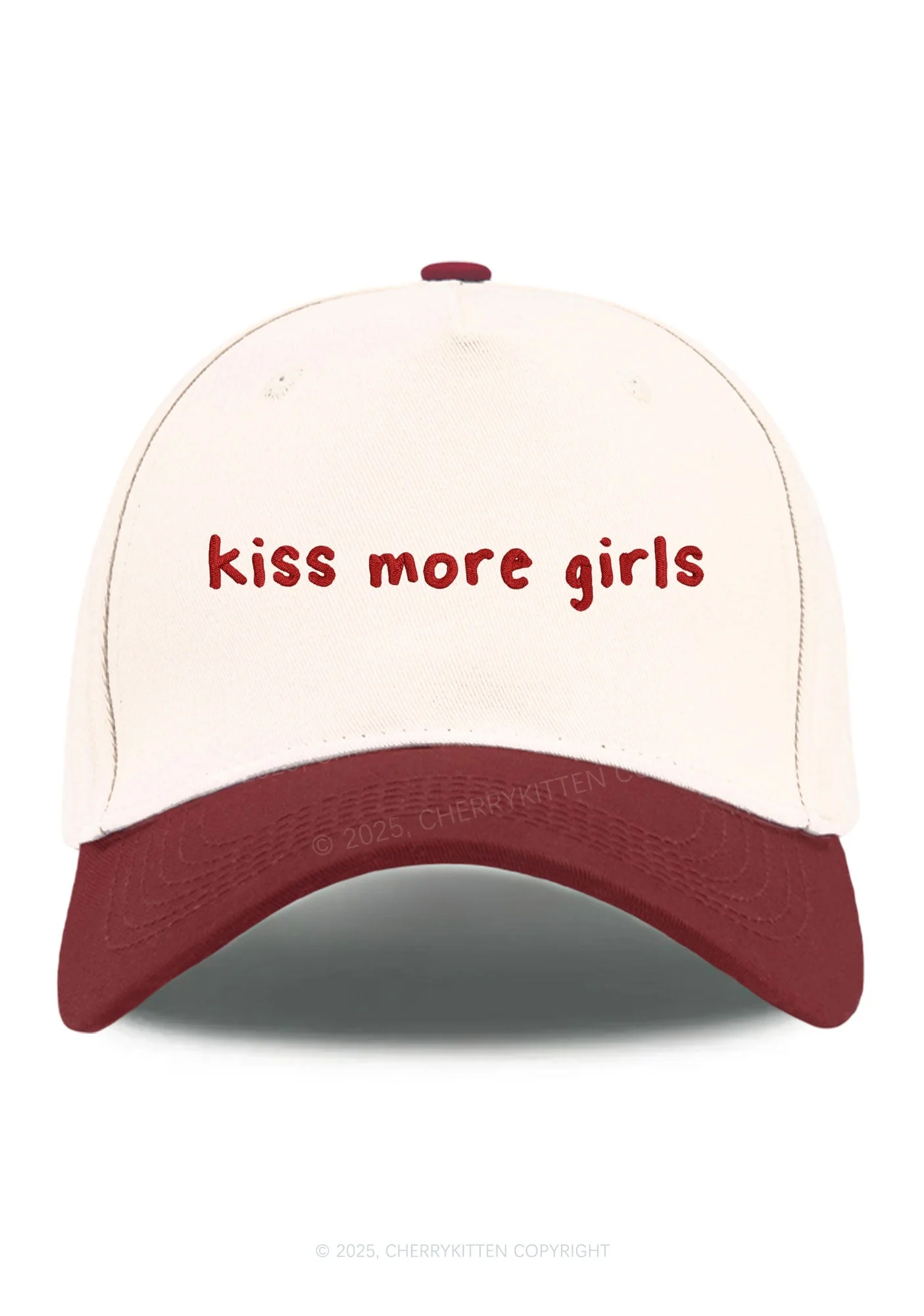 Embroidered Kiss More Girls Pride Y2K Color Block Baseball Cap Cherrykitten - Image 13