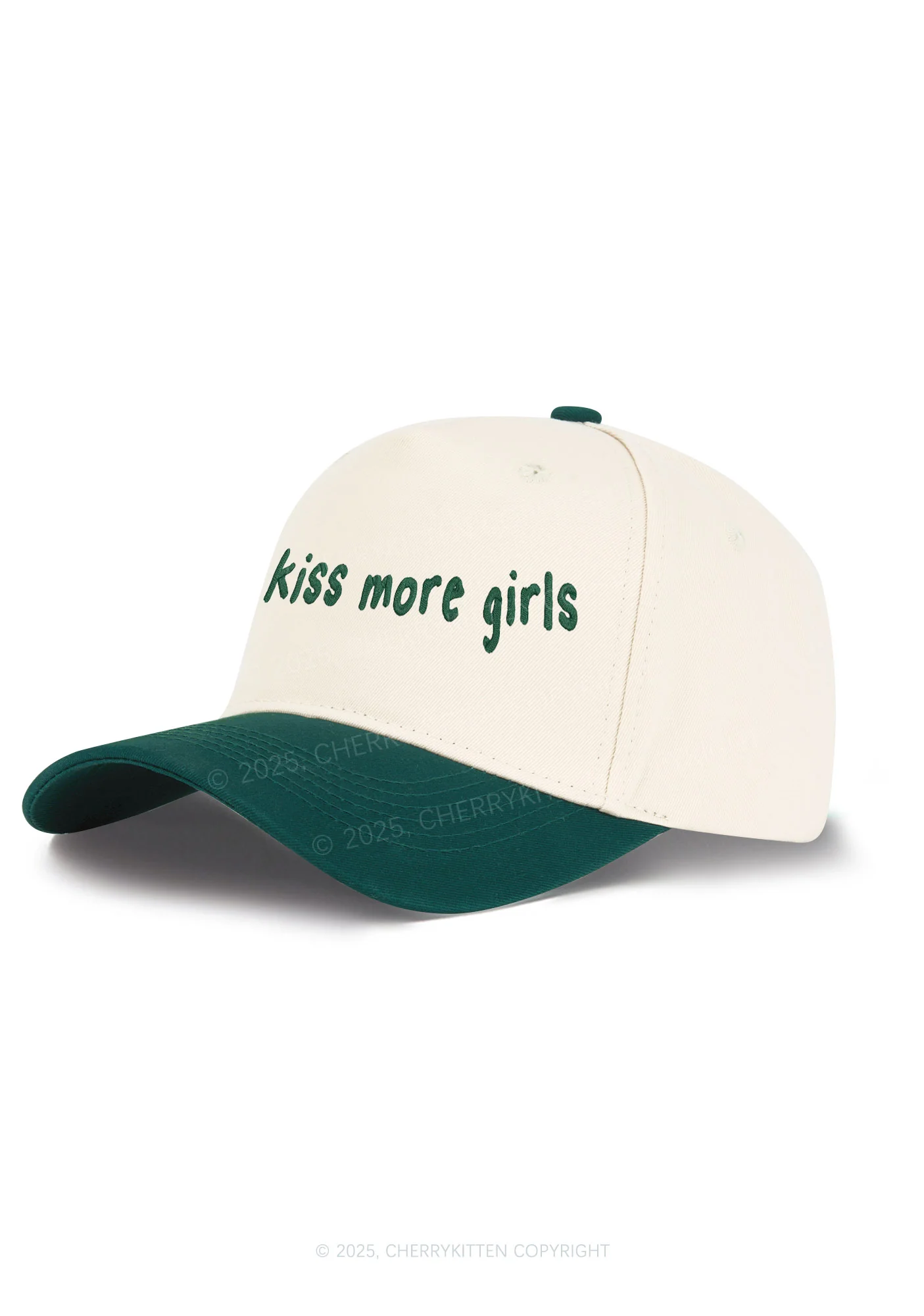 Embroidered Kiss More Girls Pride Y2K Color Block Baseball Cap Cherrykitten - Image 2