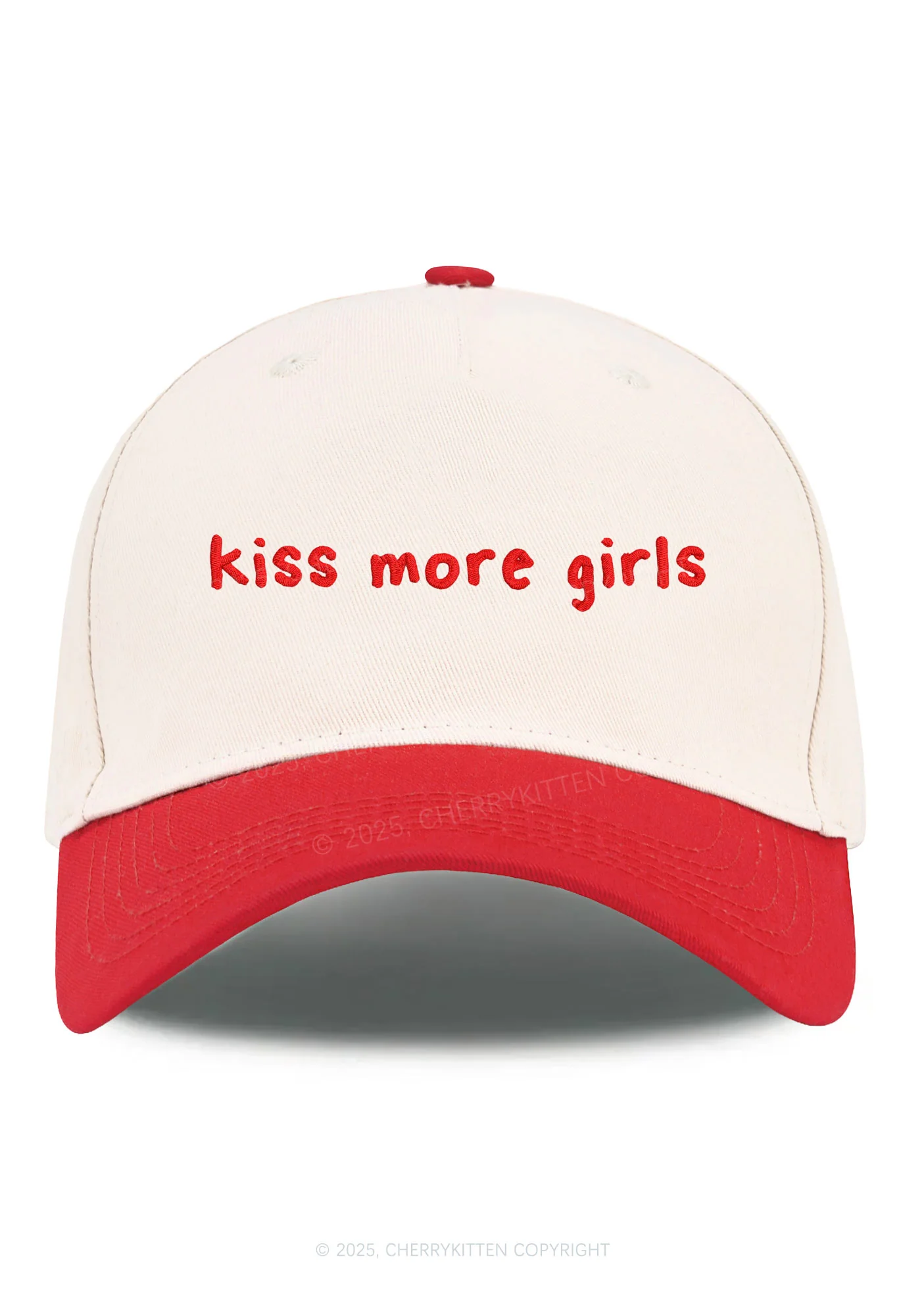 Embroidered Kiss More Girls Pride Y2K Color Block Baseball Cap Cherrykitten - Image 4