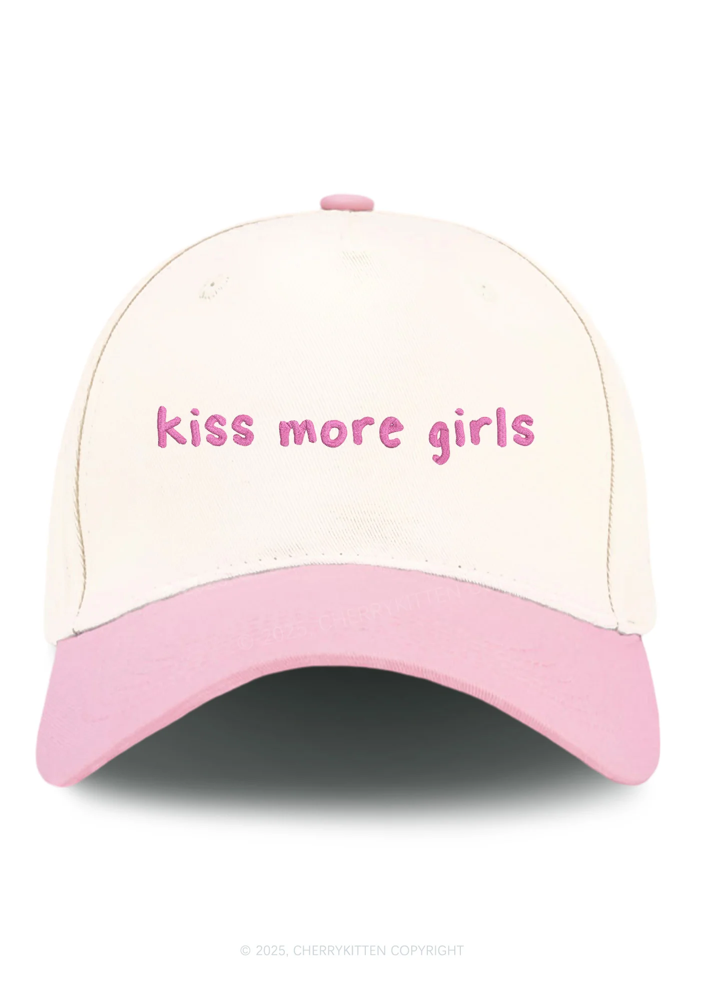 Embroidered Kiss More Girls Pride Y2K Color Block Baseball Cap Cherrykitten - Image 5