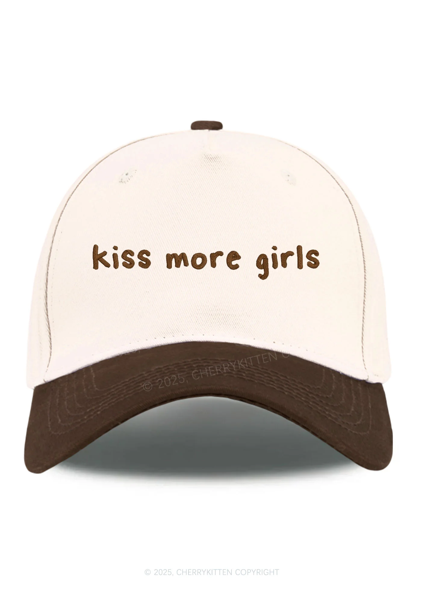 Embroidered Kiss More Girls Pride Y2K Color Block Baseball Cap Cherrykitten - Image 8