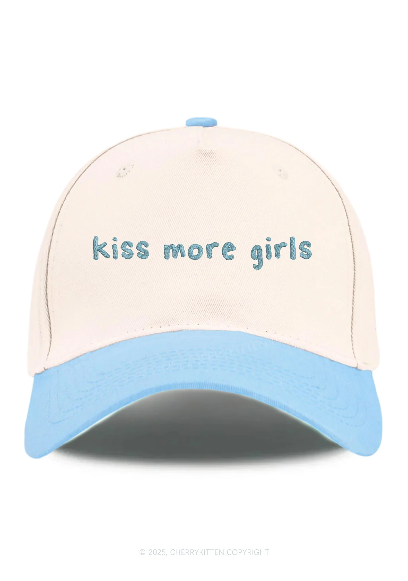Embroidered Kiss More Girls Pride Y2K Color Block Baseball Cap Cherrykitten - Image 9