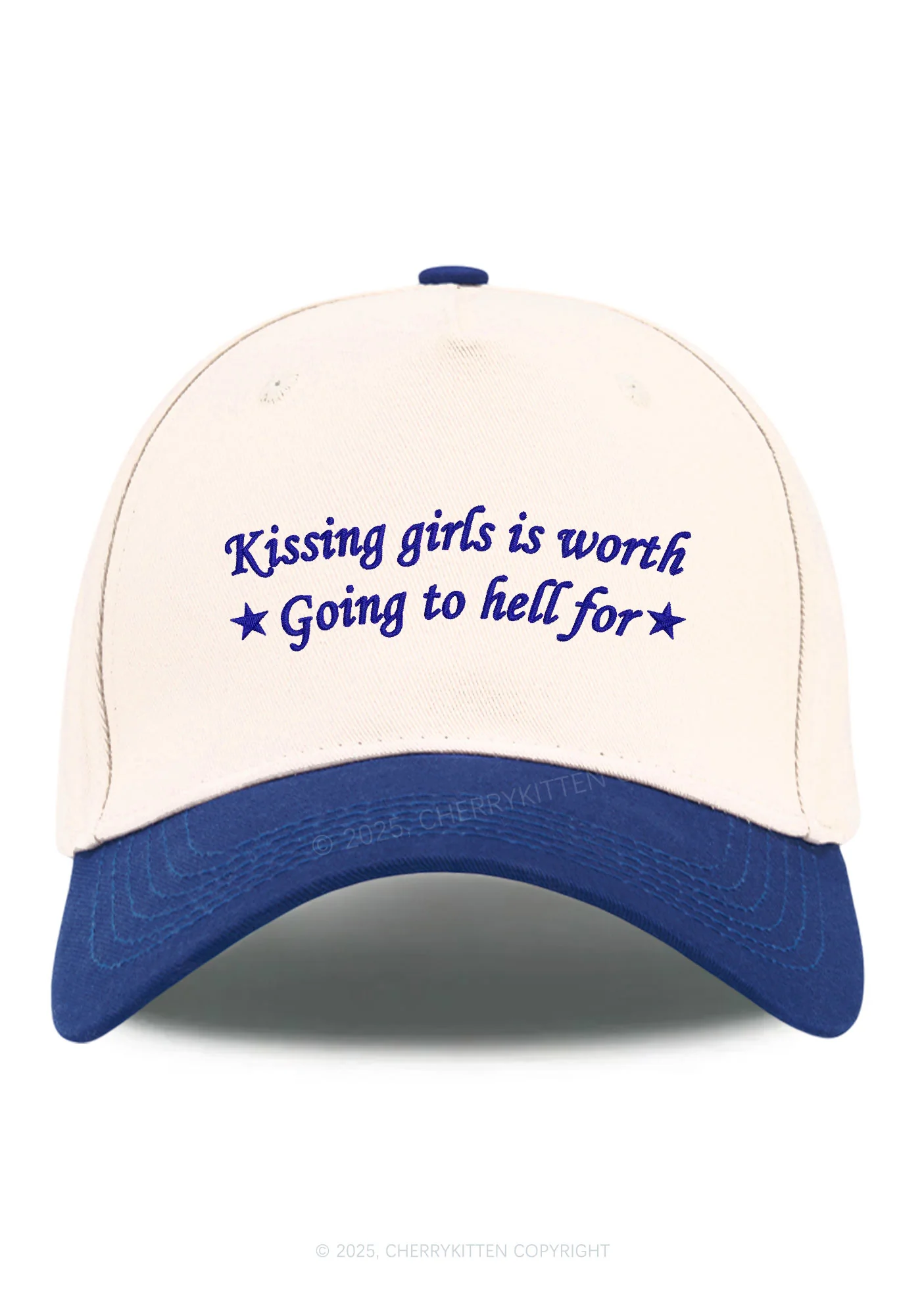 Embroidered Kissing Girls is Worth Pride Y2K Color Block Baseball Cap Cherrykitten - Image 10