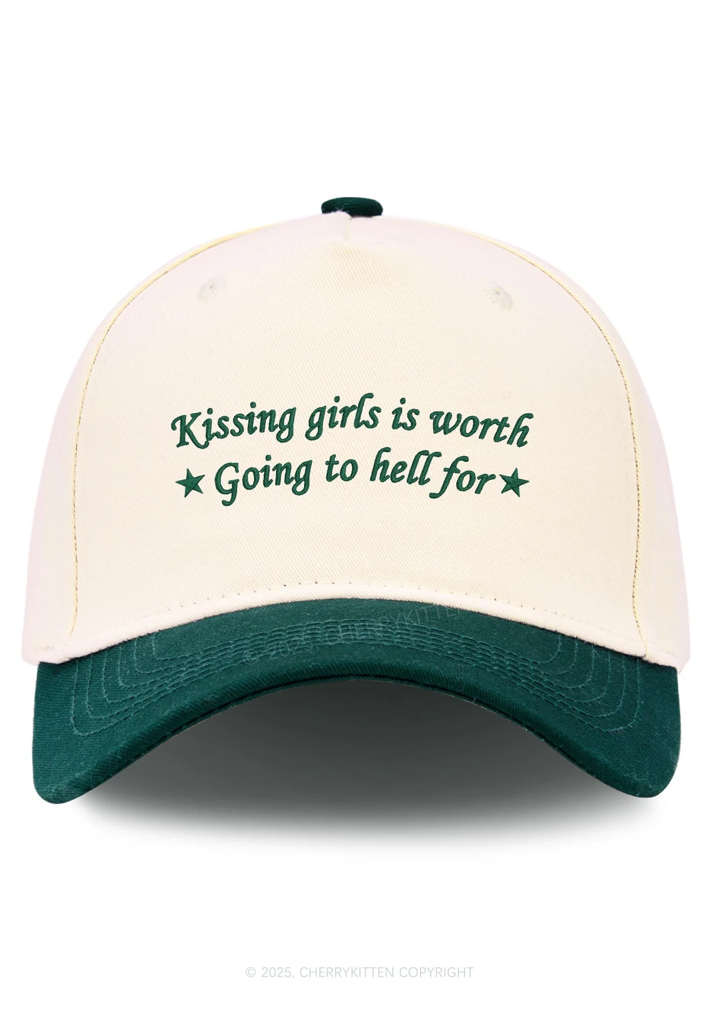 Embroidered Kissing Girls is Worth Pride Y2K Color Block Baseball Cap Cherrykitten - Image 11