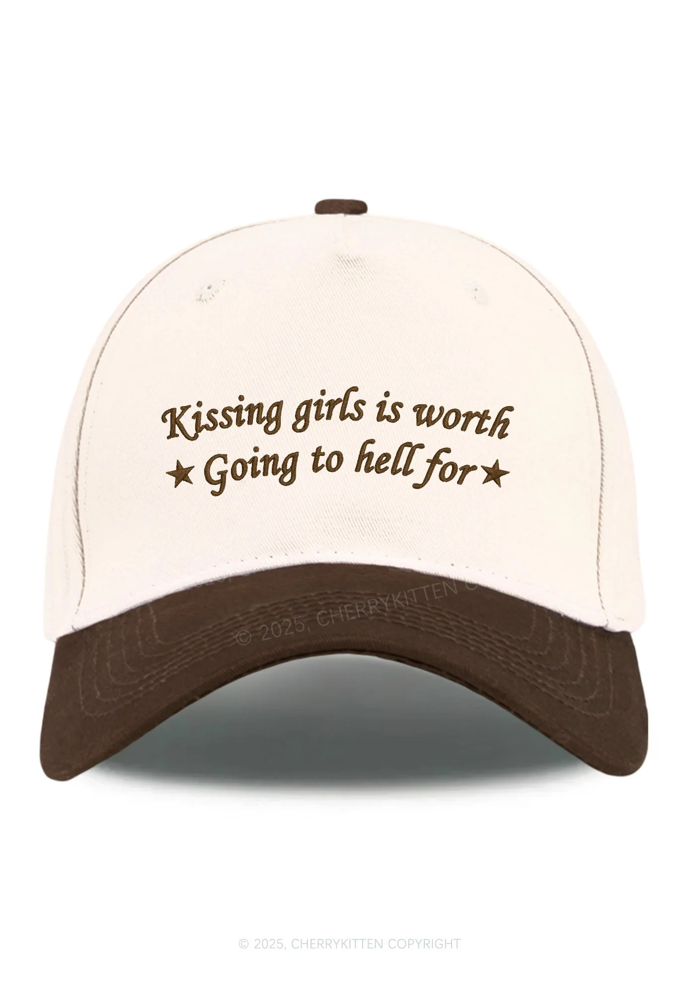 Embroidered Kissing Girls is Worth Pride Y2K Color Block Baseball Cap Cherrykitten - Image 13