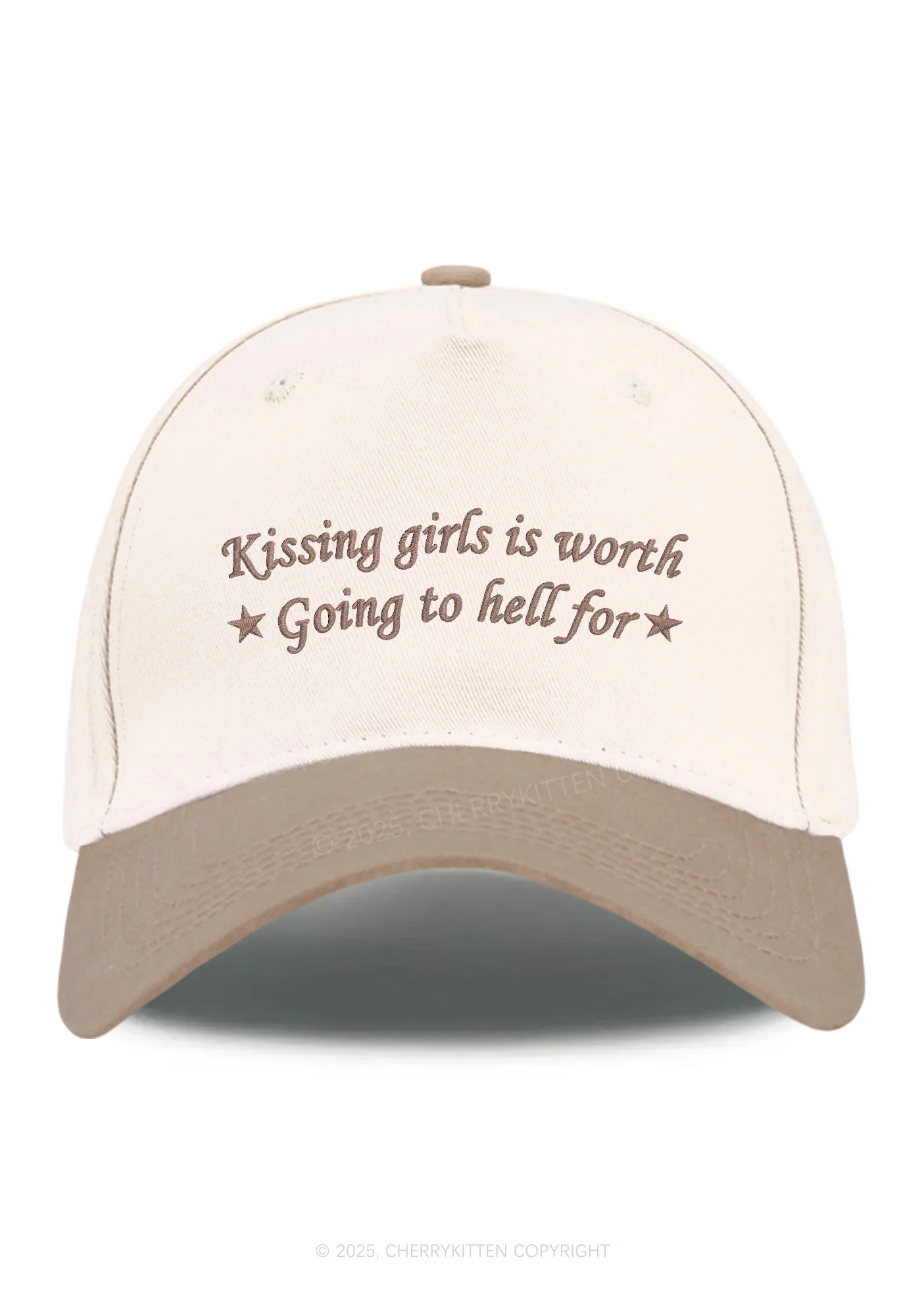Embroidered Kissing Girls is Worth Pride Y2K Color Block Baseball Cap Cherrykitten - Image 5
