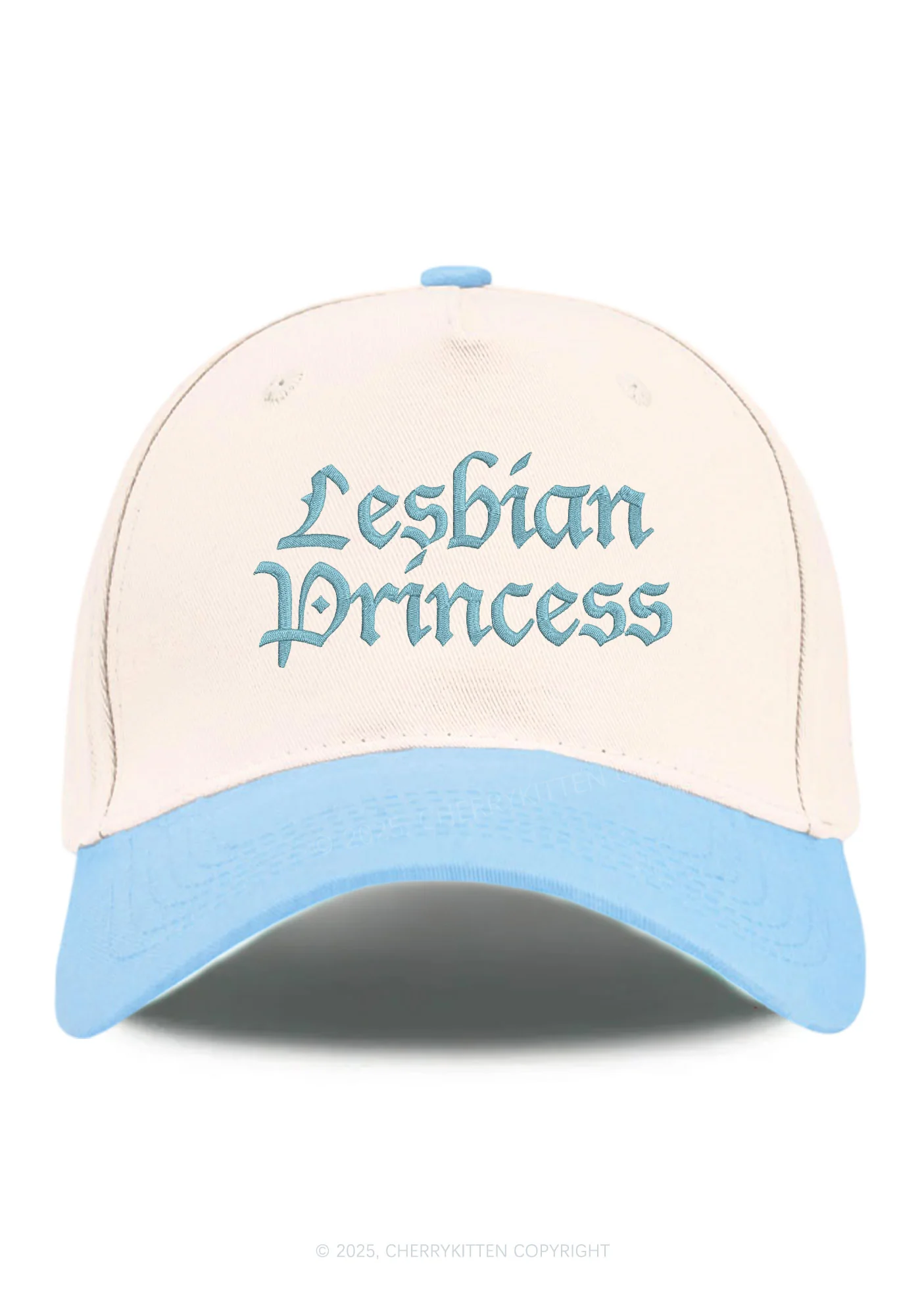 Embroidered Lesbian Princess Pride Y2K Color Block Baseball Cap Cherrykitten - Image 10