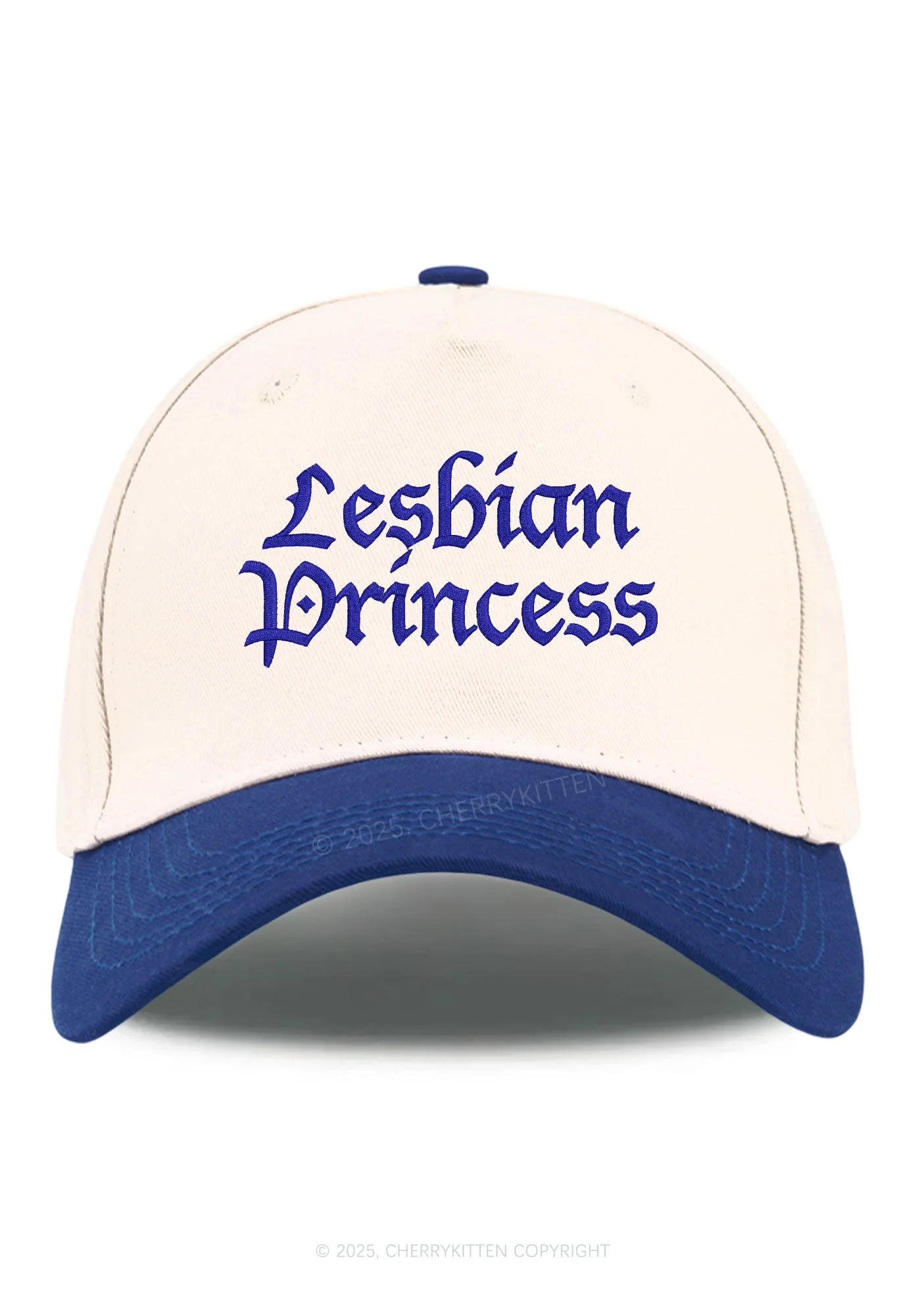 Embroidered Lesbian Princess Pride Y2K Color Block Baseball Cap Cherrykitten - Image 11