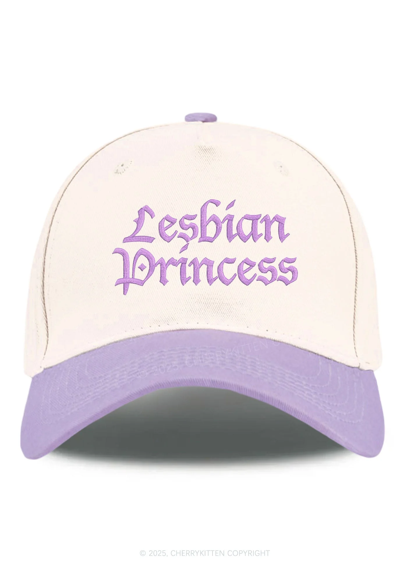 Embroidered Lesbian Princess Pride Y2K Color Block Baseball Cap Cherrykitten - Image 13