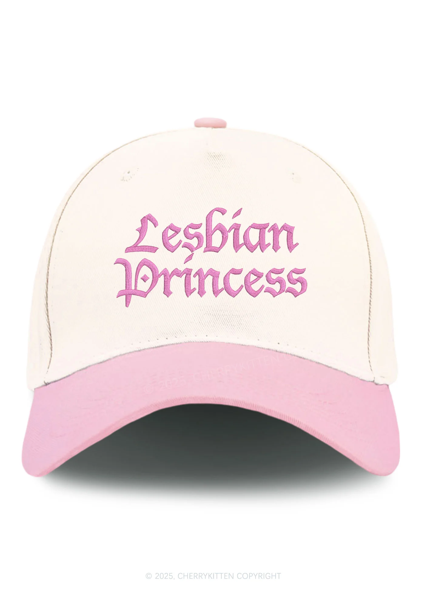 Embroidered Lesbian Princess Pride Y2K Color Block Baseball Cap Cherrykitten - Image 4
