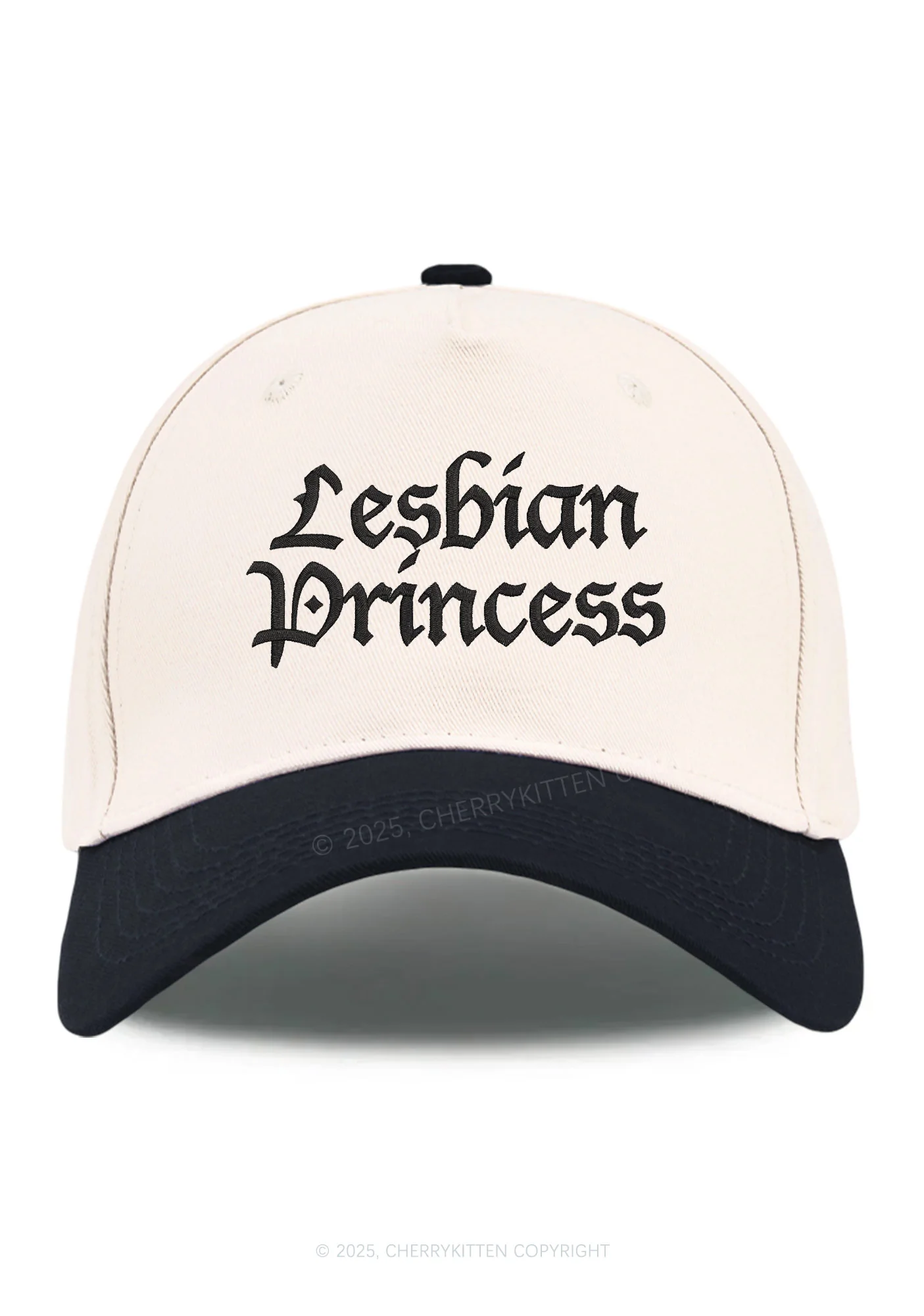 Embroidered Lesbian Princess Pride Y2K Color Block Baseball Cap Cherrykitten - Image 5