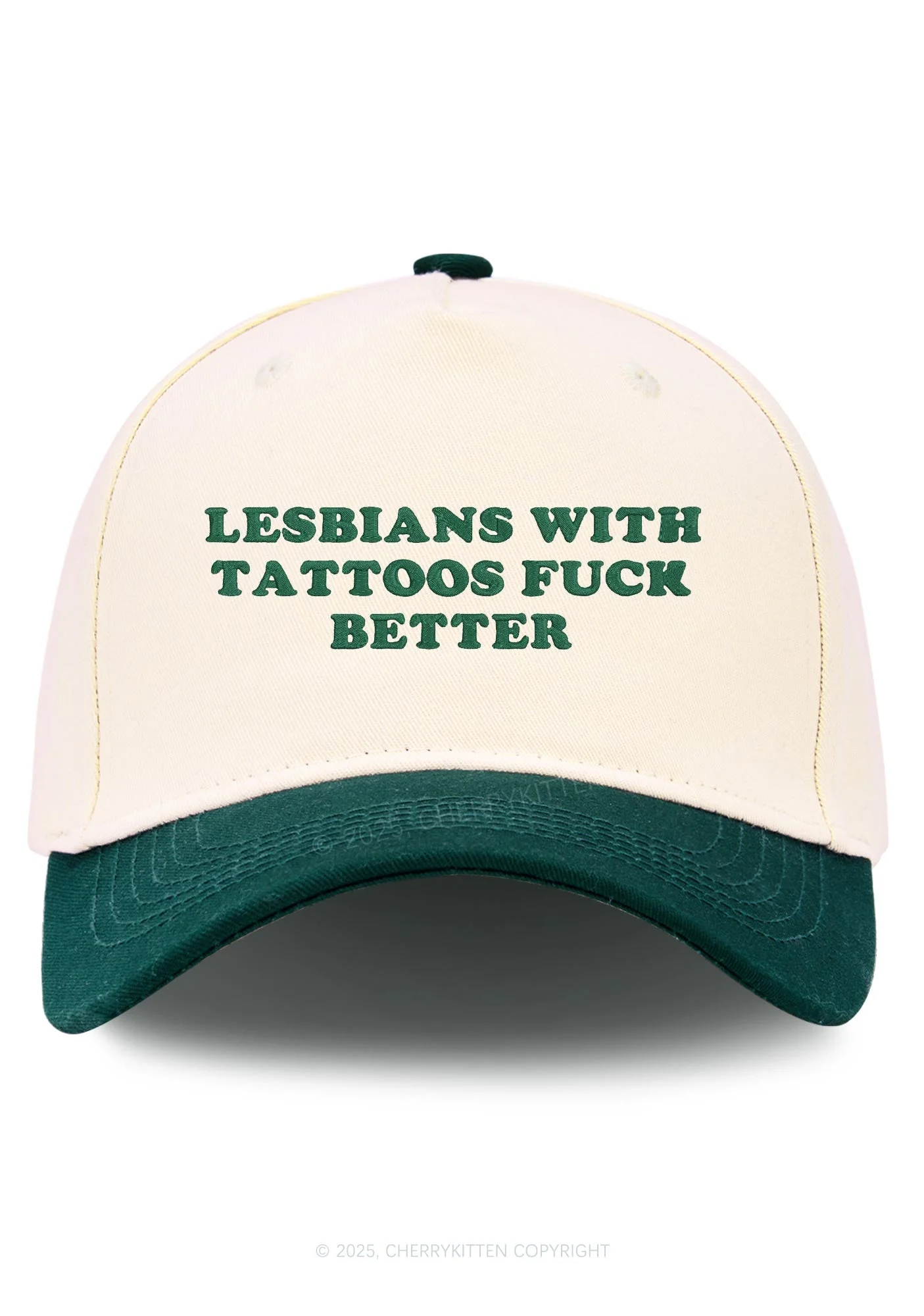 Embroidered Lesbians With Tattoos Pride Y2K Color Block Baseball Cap Cherrykitten - Image 11