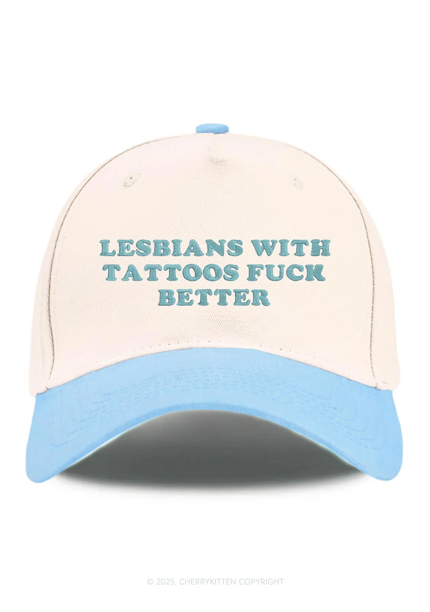 Embroidered Lesbians With Tattoos Pride Y2K Color Block Baseball Cap Cherrykitten - Image 13